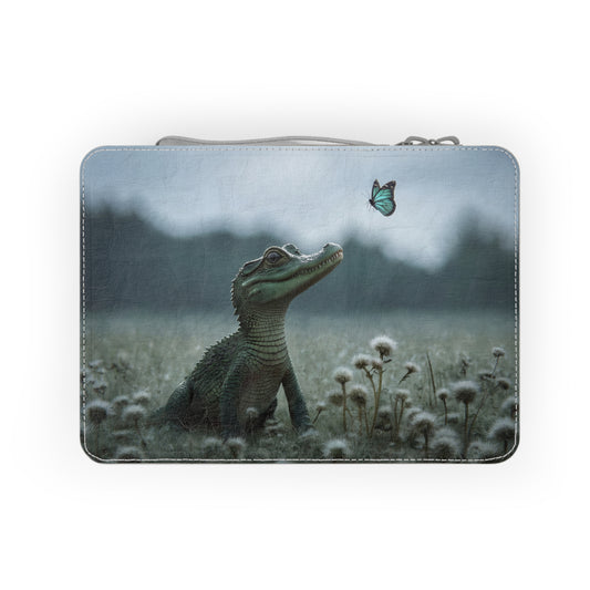 Young Crocodile Butterfly Meadow Lunch Bag – Serene Encounter Canvas