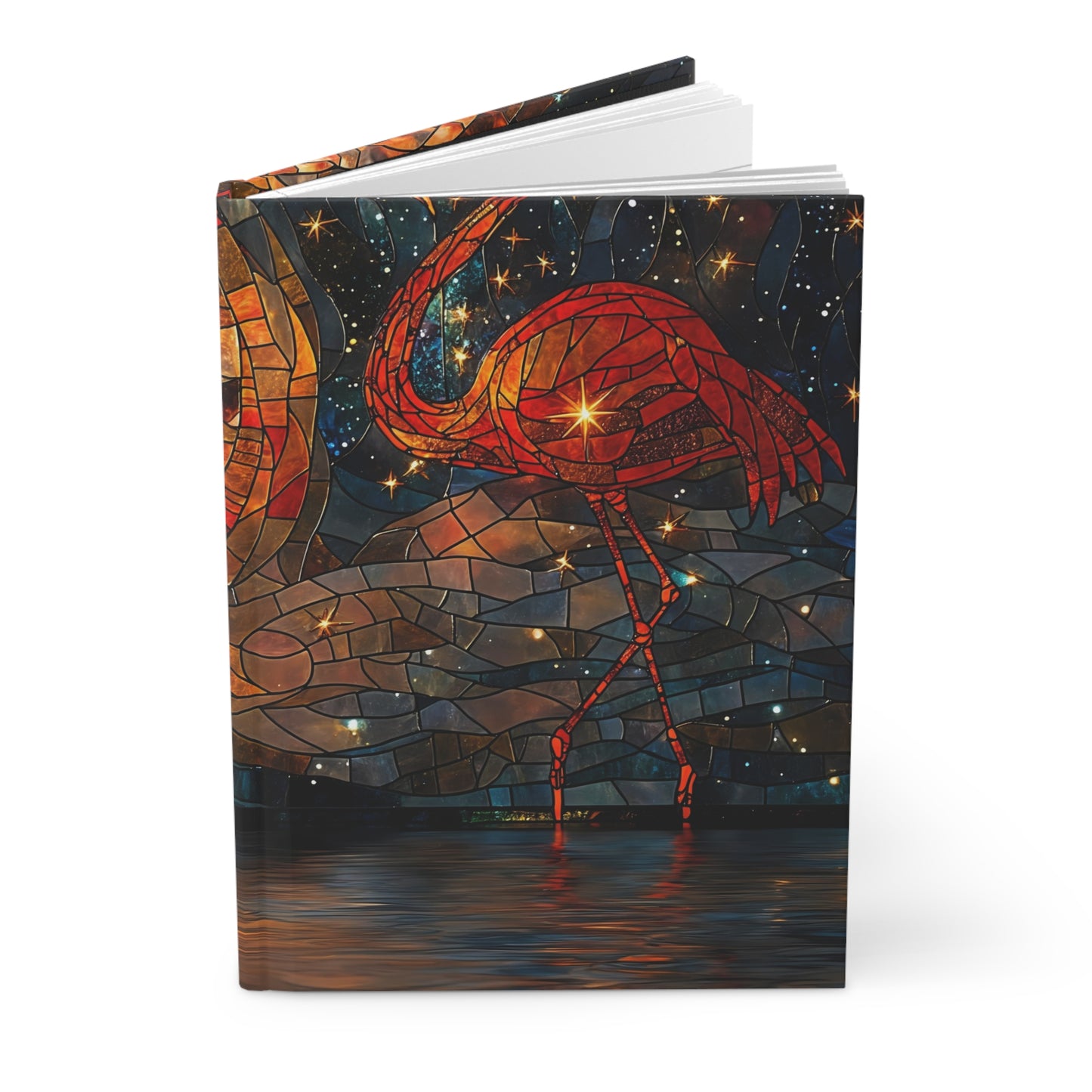Stained Glass Flamingo Journal Matte – Celestial Vortex Dreamscape