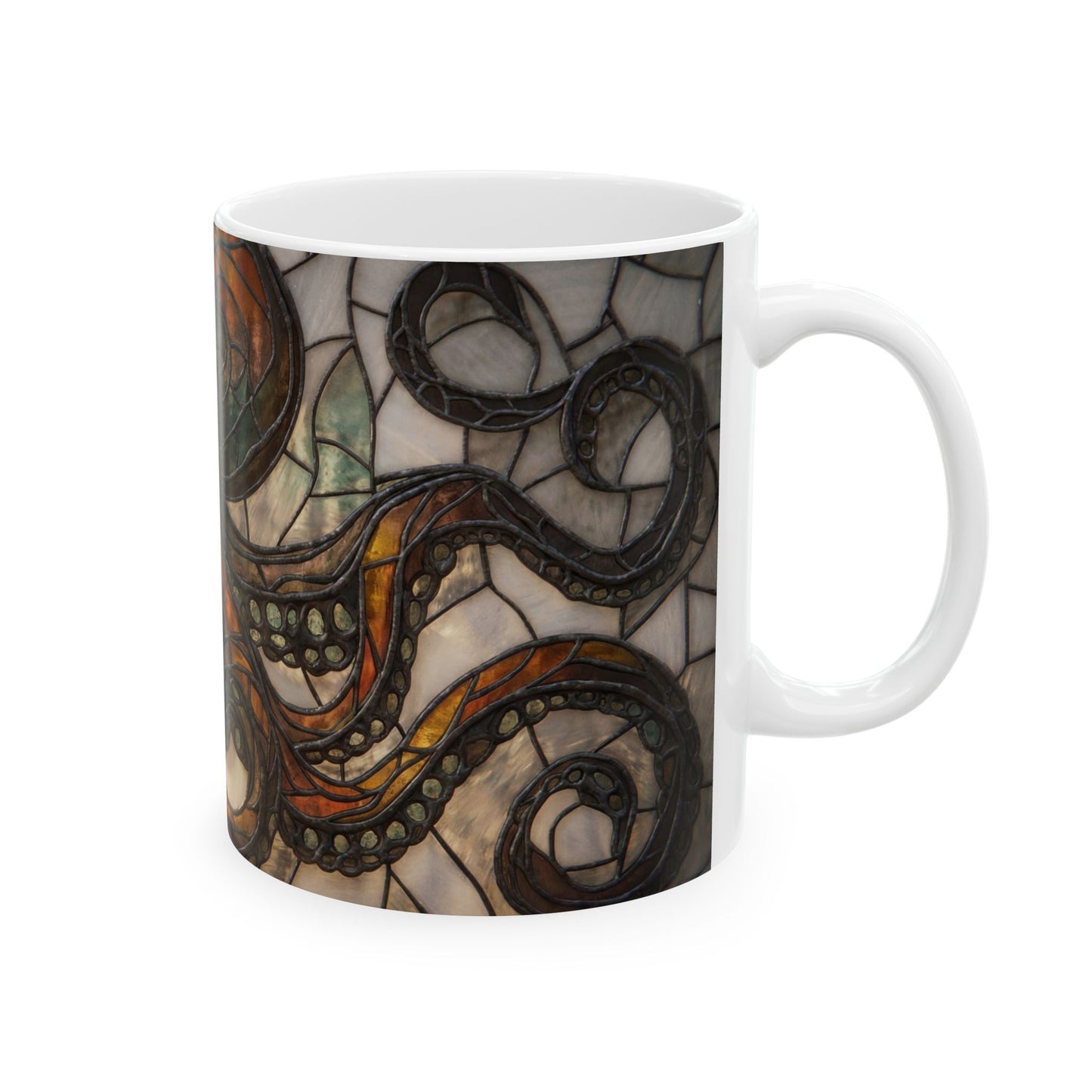 Stained Glass Octopus Ceramic Mug – Amber Tide Artistry