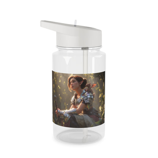 Elven Sentinel with Dragon Companion Tritan Water Bottle – Sunlit Grove Guardian