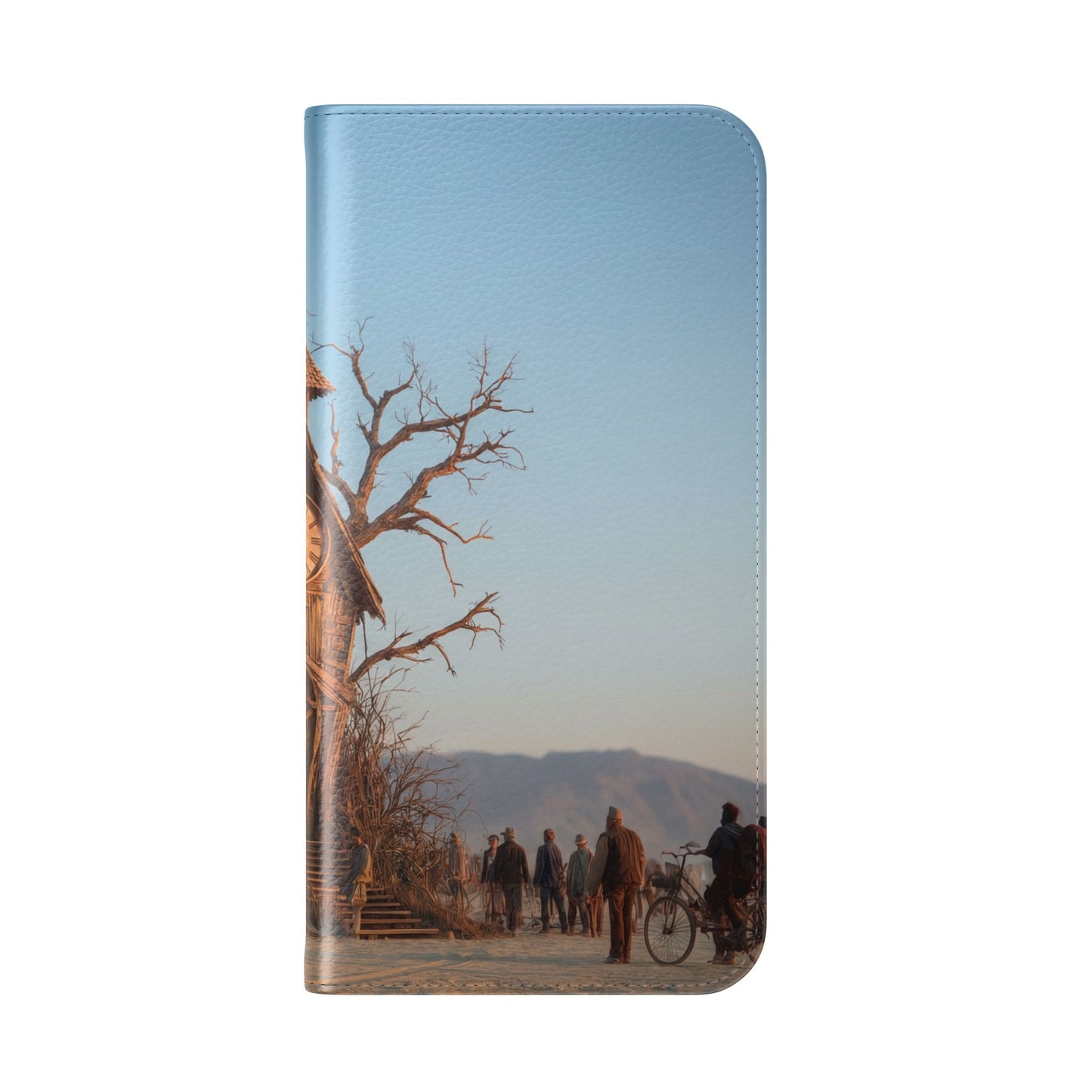 Clocktower Wanderers Flip Cases – Dusty Desert Sentinel Scene
