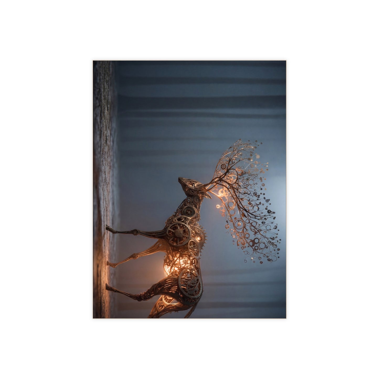 Clockwork Stag Ceramic Photo Tile – Luminescent Forest Guardian