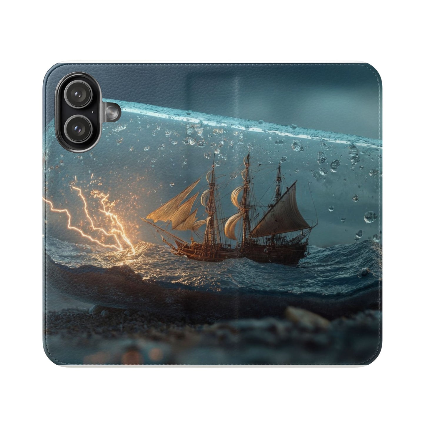 Storm-Struck Galleon Flip Cases – Lightning Inside Glass Bottle