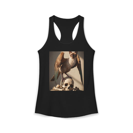 Winged Siamese Cat Guardian Tank – Bone-Throne Sentinel Racerback