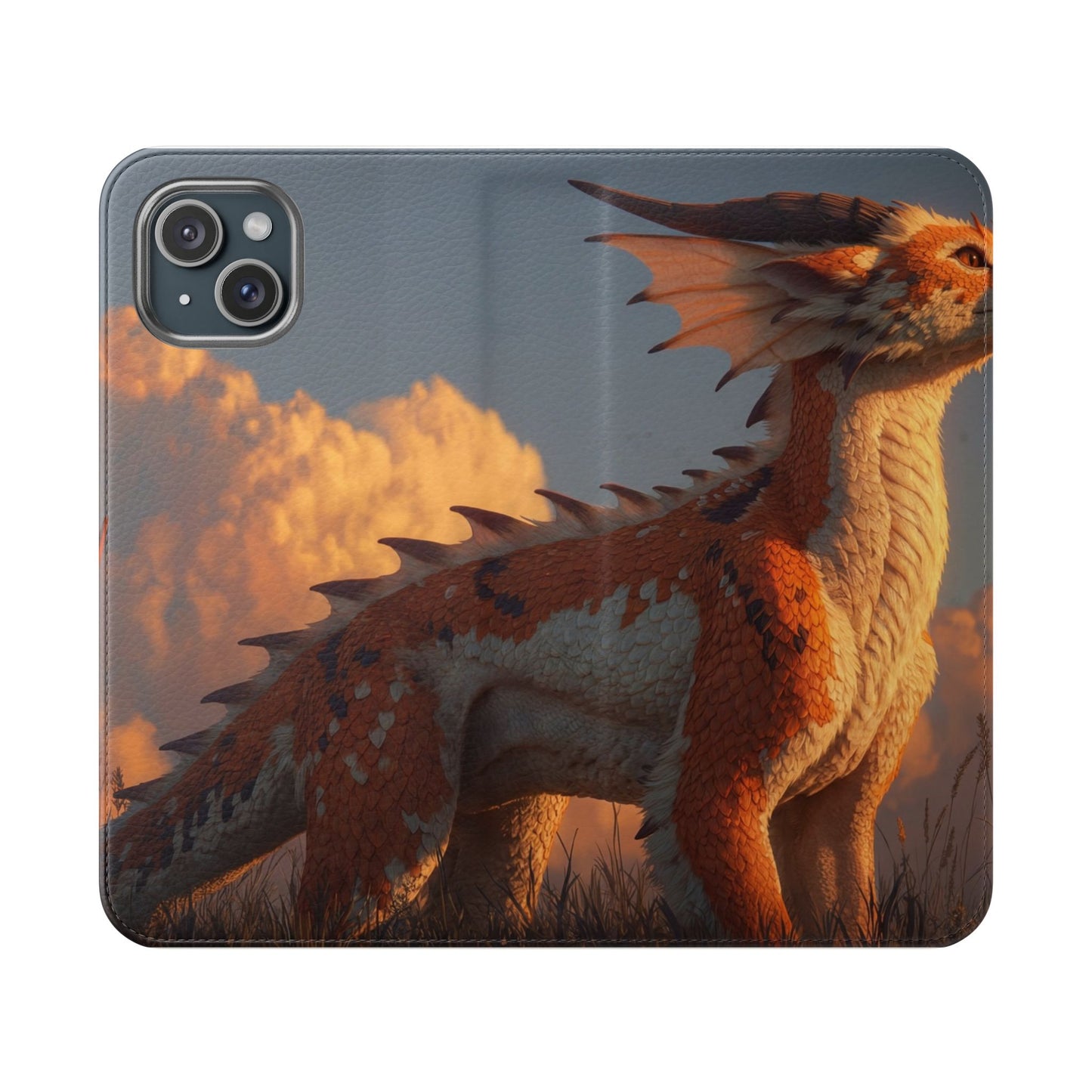 Gilded Dragon Flip Cases – Amber Sunset Guardian