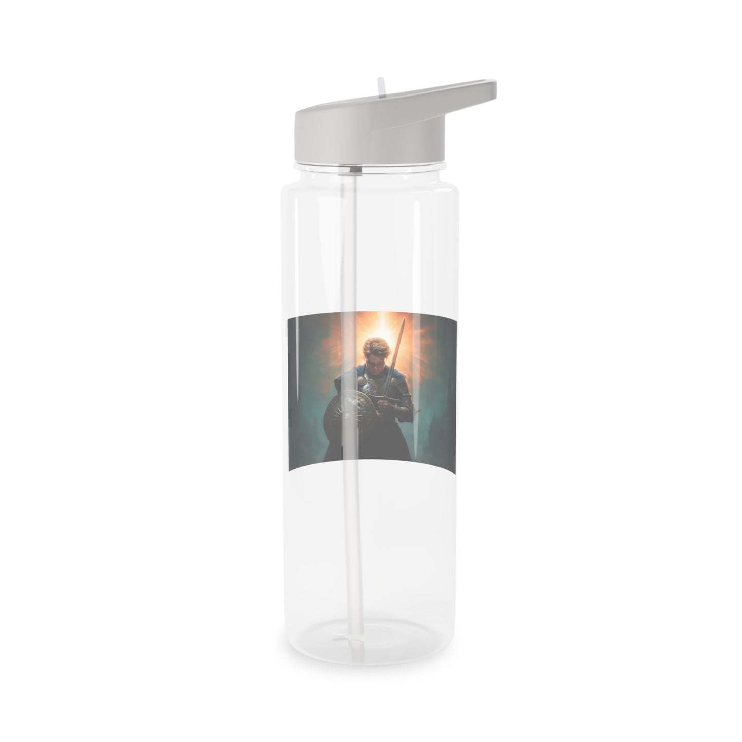 Dawn-Clad Sentinel Tritan Water Bottle – Radiant Resolve in Shadowed Towers