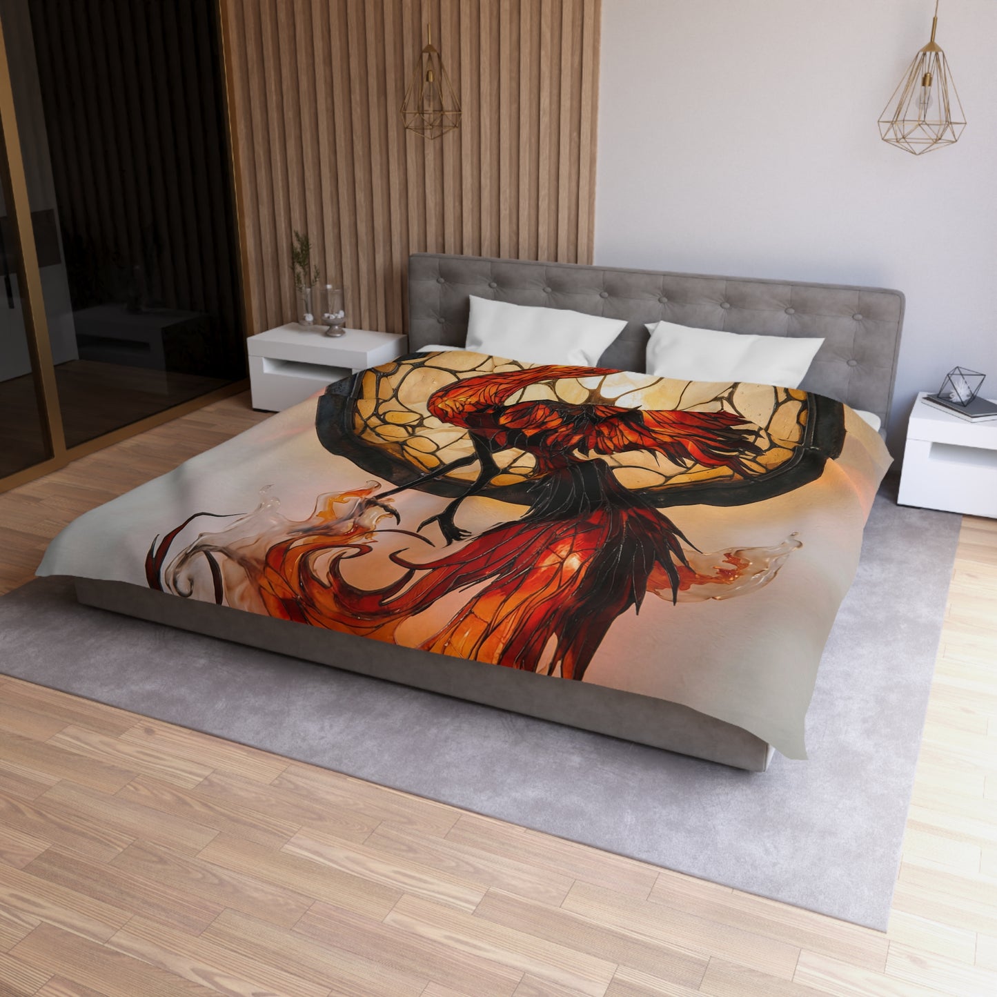 Phoenix Reborn Microfiber Duvet Cover – Amber Flame Dreamscape