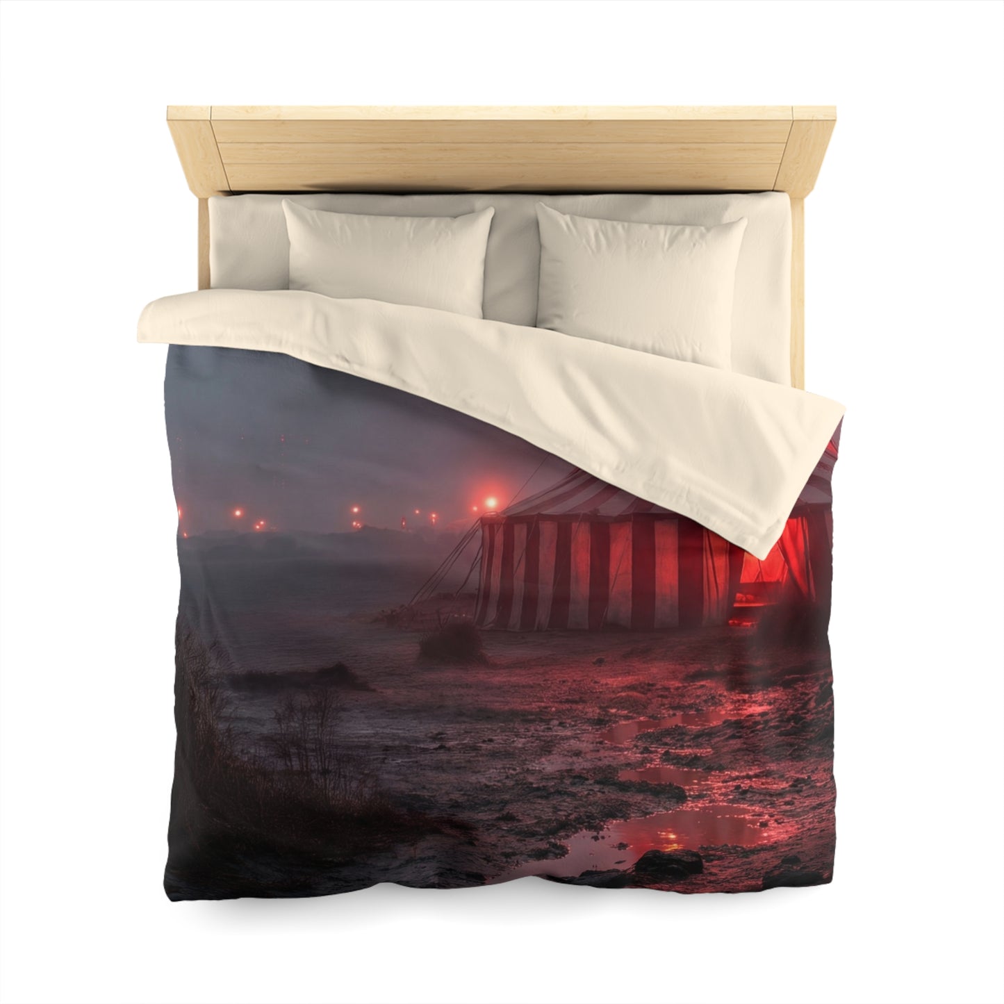 Crimson Carnival Tent Microfiber Duvet Cover – Whispers of the Fogbound Ring