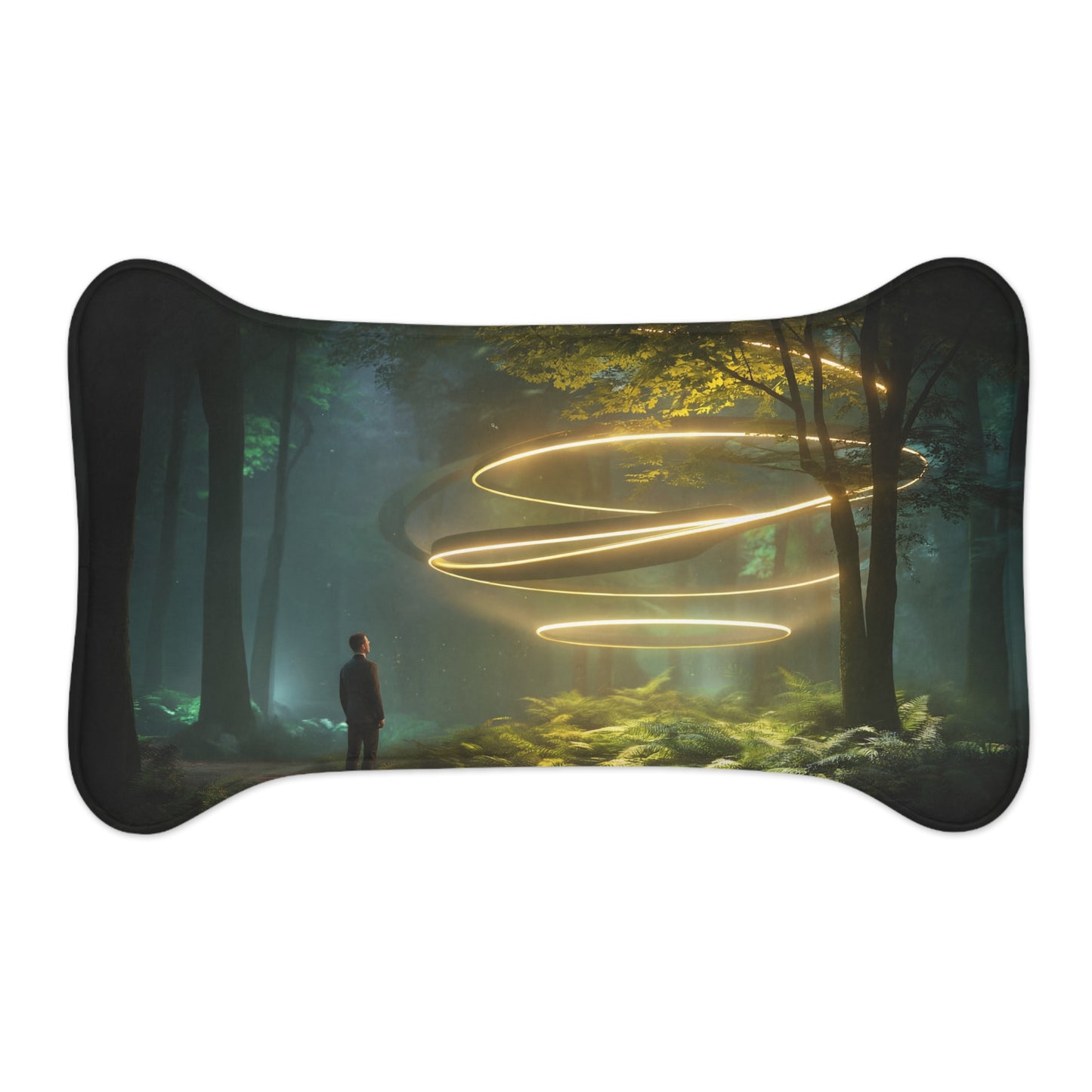 Golden Rings Pet Feeding Mats – Ethereal Forest Vortex