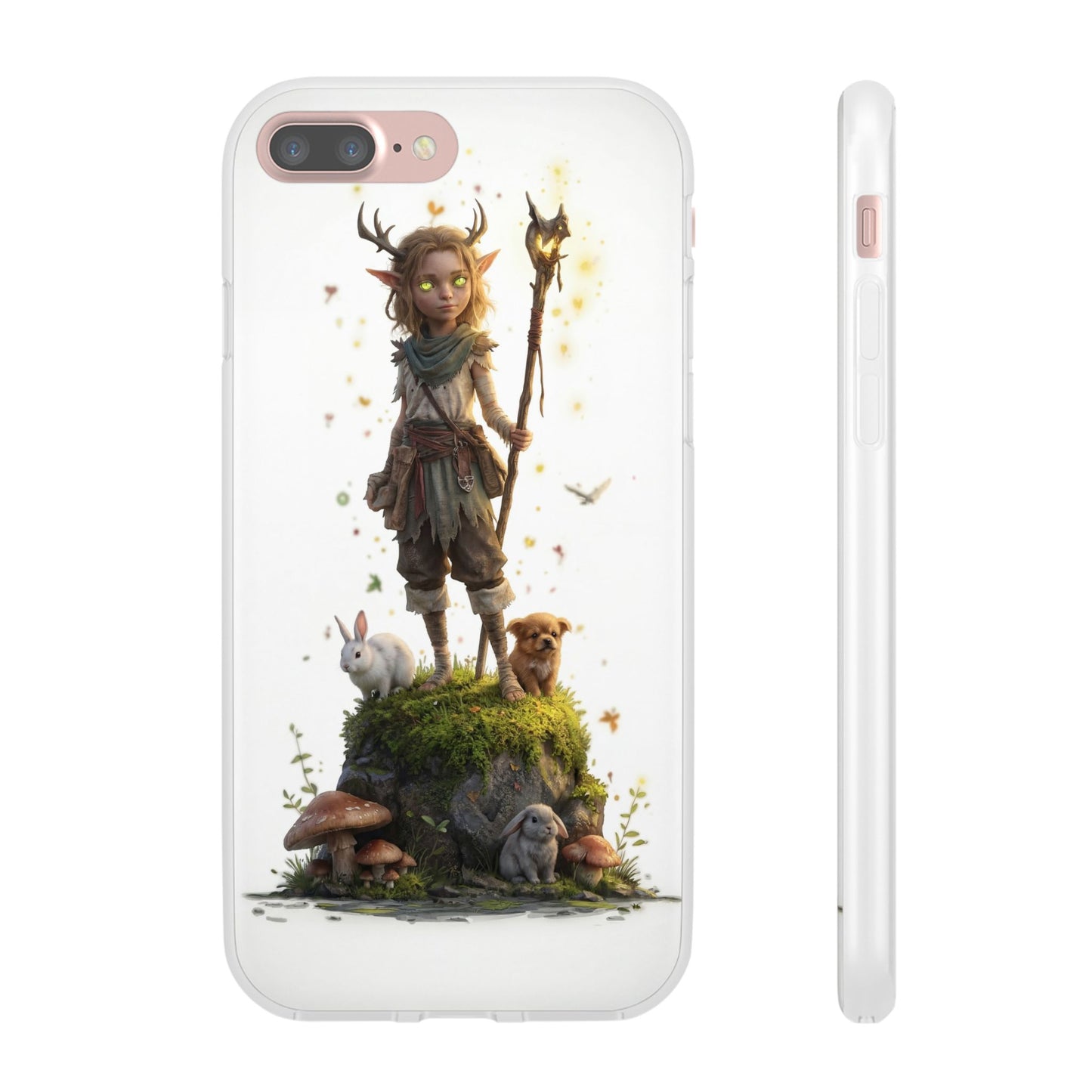 Forest Sentinel Flexi Cases – Glowing Antlered Child with Pet Companions