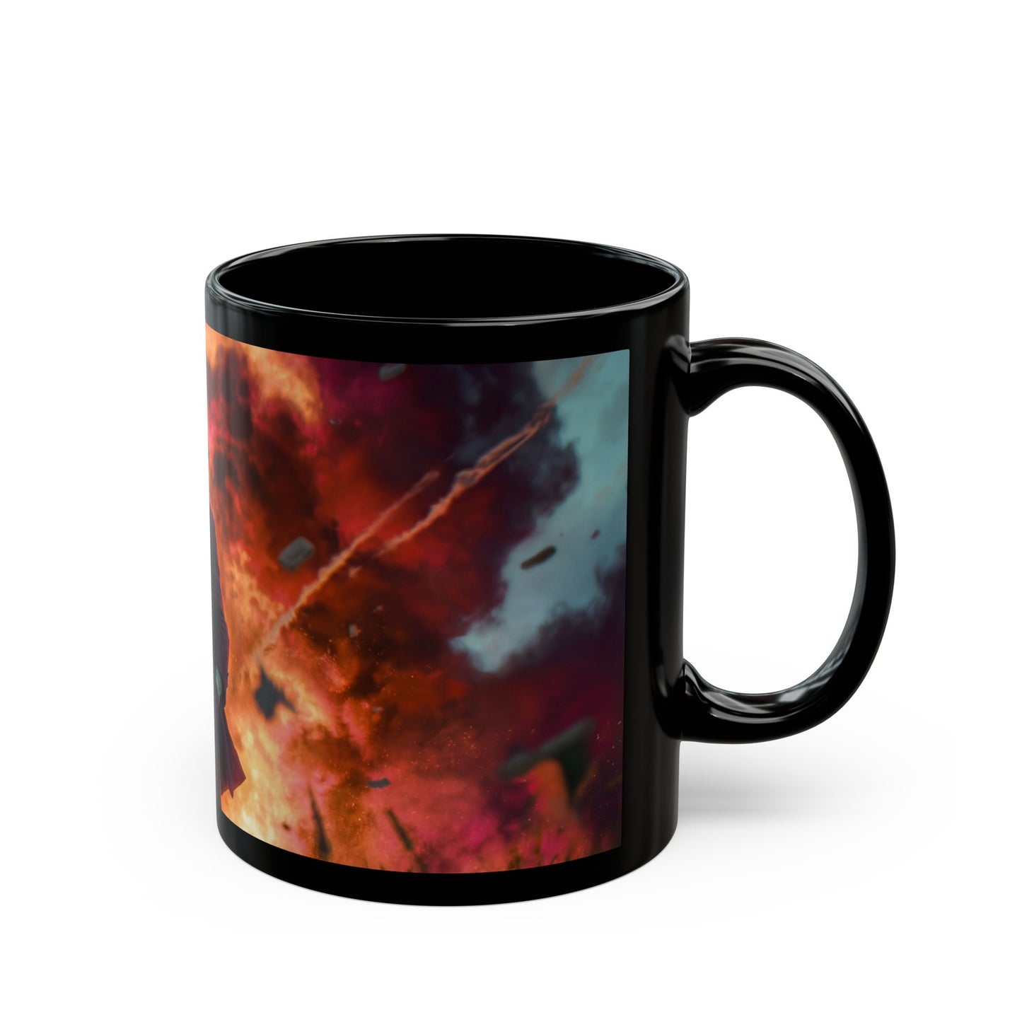 Mad Inventor Amidst Crimson Explosion Mug – Fiery Chaos Couture