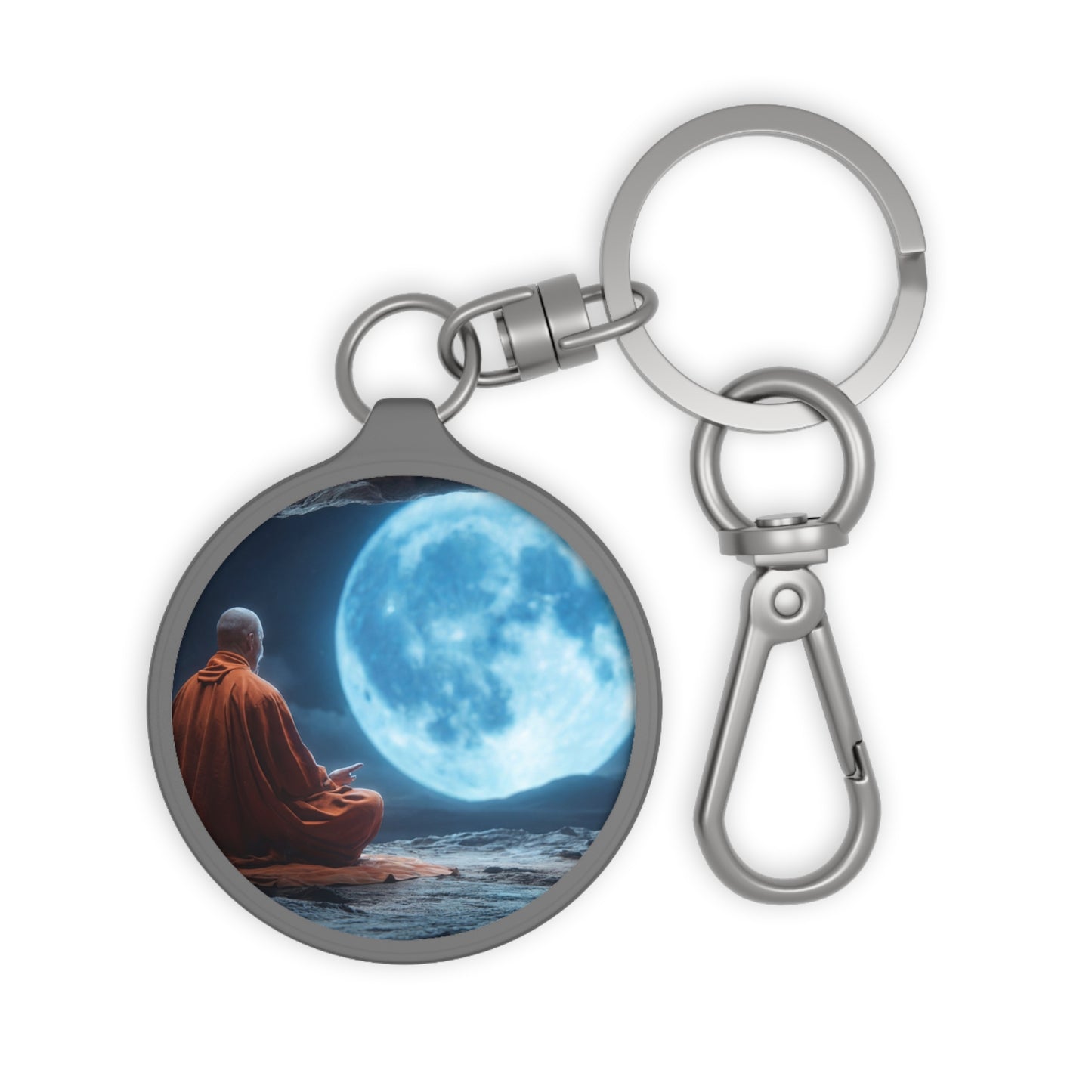 Moonlit Monk Keyring Tag – Stillness Beneath the Celestial Glow