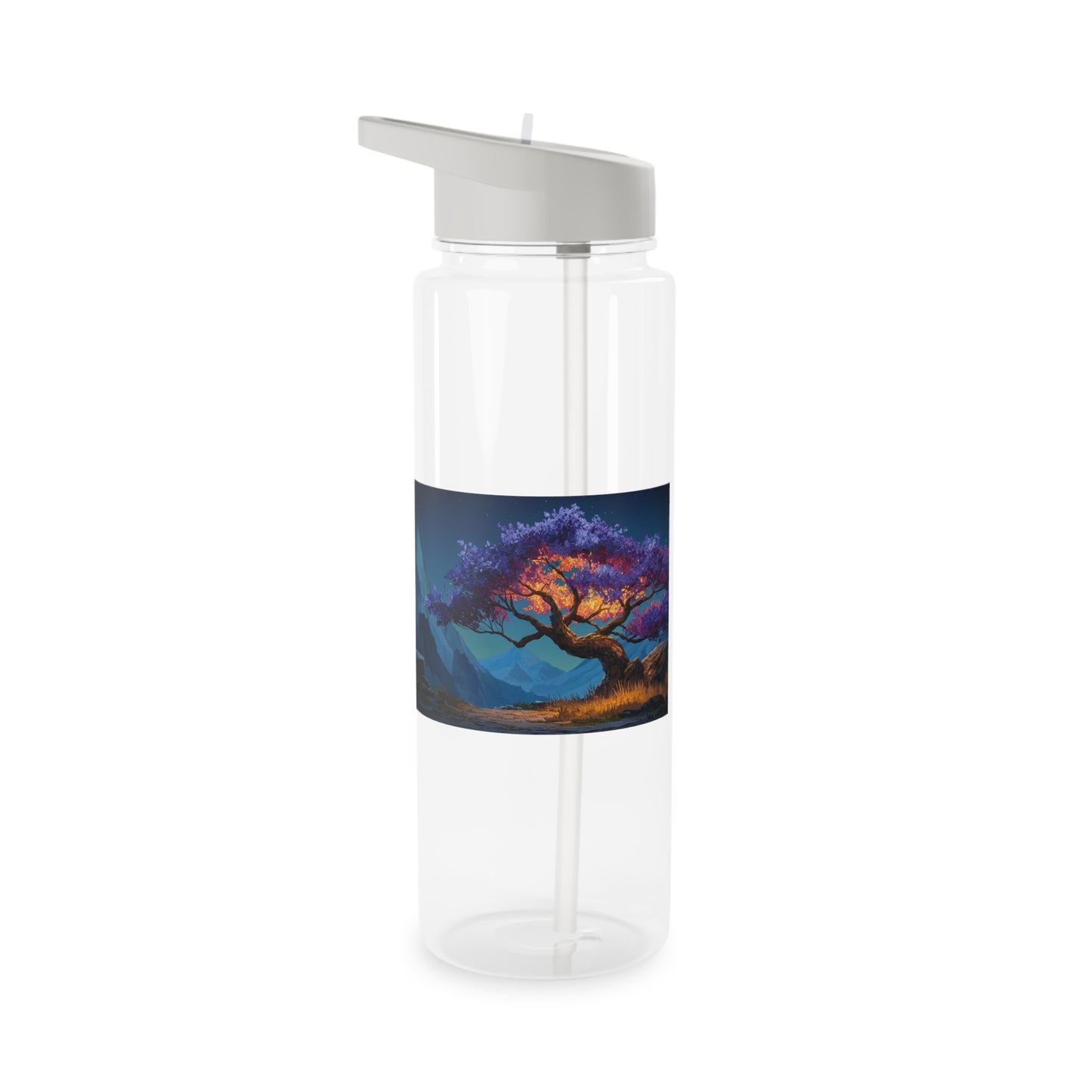 Twilight Bloom Tritan Water Bottle – Violet Canopy & Mountain Vista