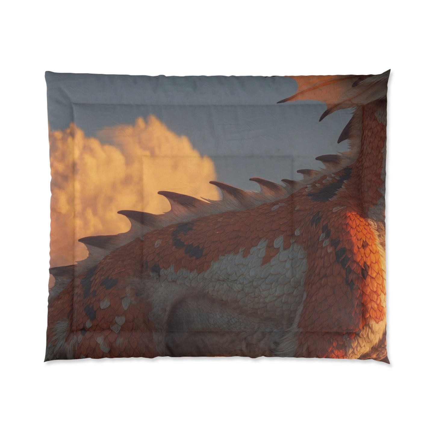 Sunset Dragon Comforter – Warm Ember Guardian Dreamscape