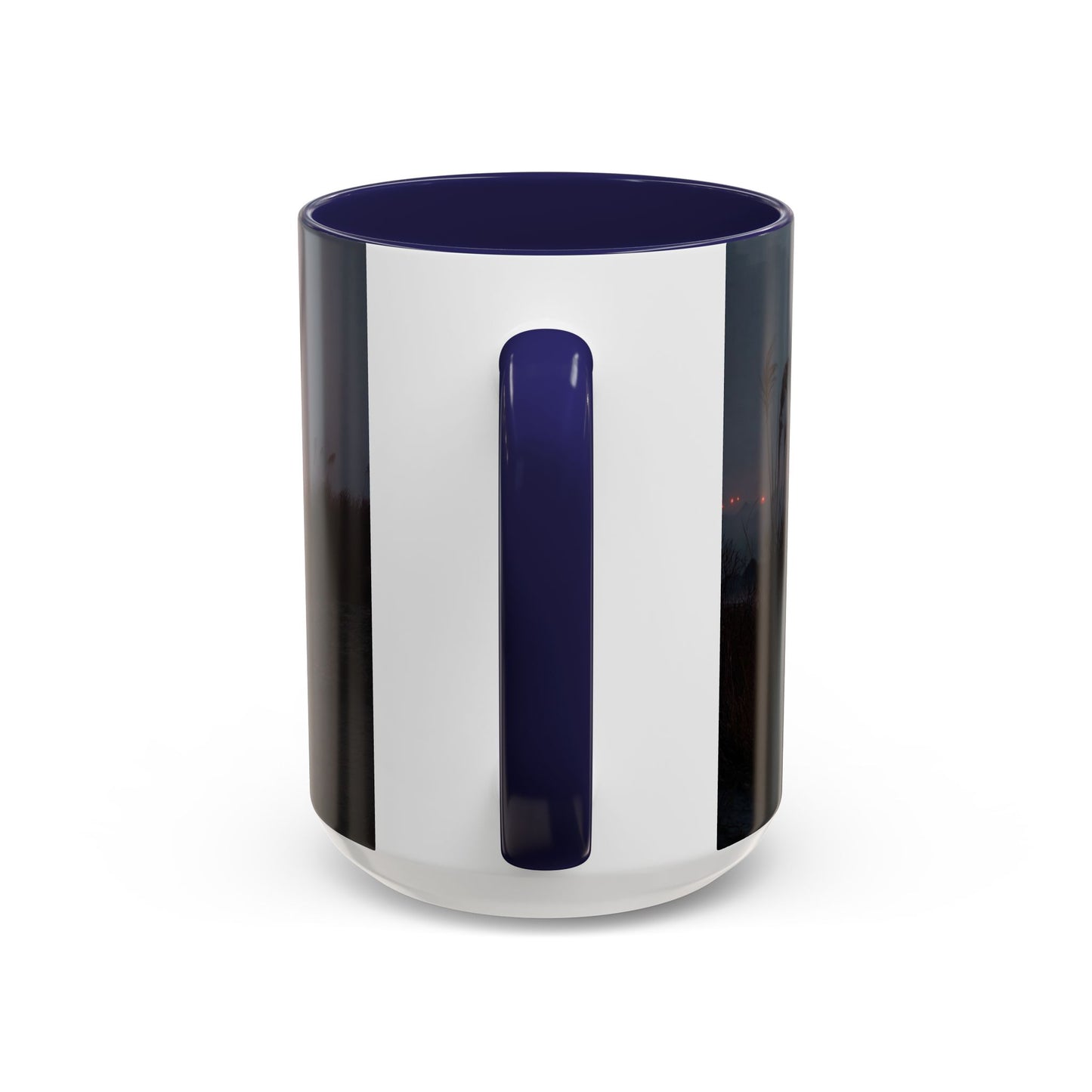 Crimson Circus Tent Accent Coffee Mug (11, 15oz) – Fog-Drenched Midnight Wonder