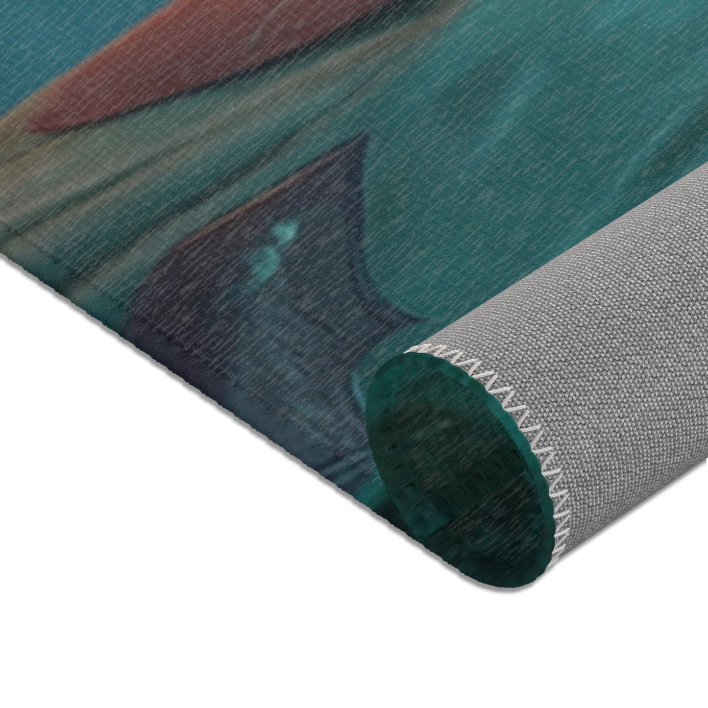 Elven Sentinel Area Rug – Twilight Grove with Glowing Blade
