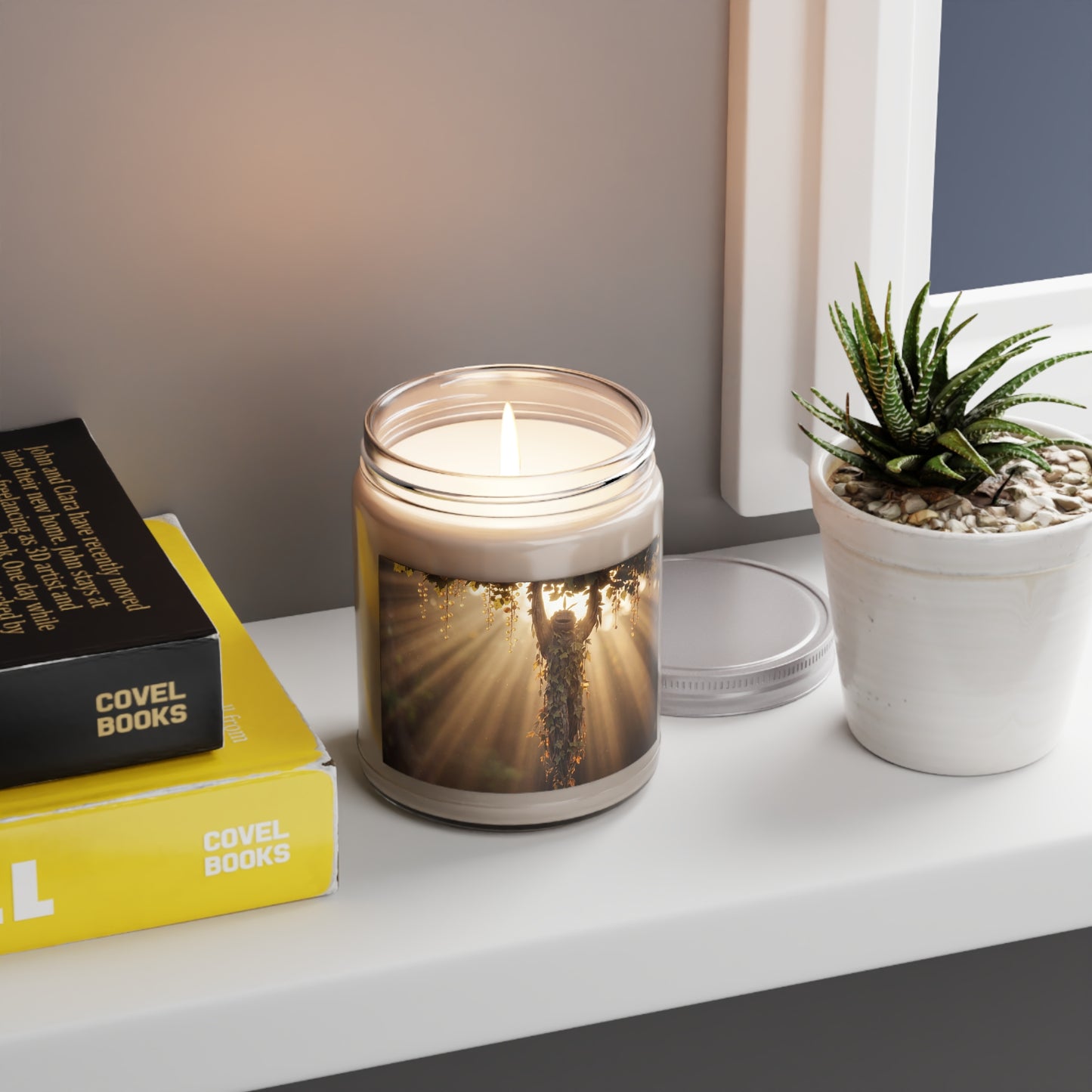 Sunbeam Guardian Tree Spirit Scented Soy Candles with White Lid, 9oz – Golden Hour Embrace