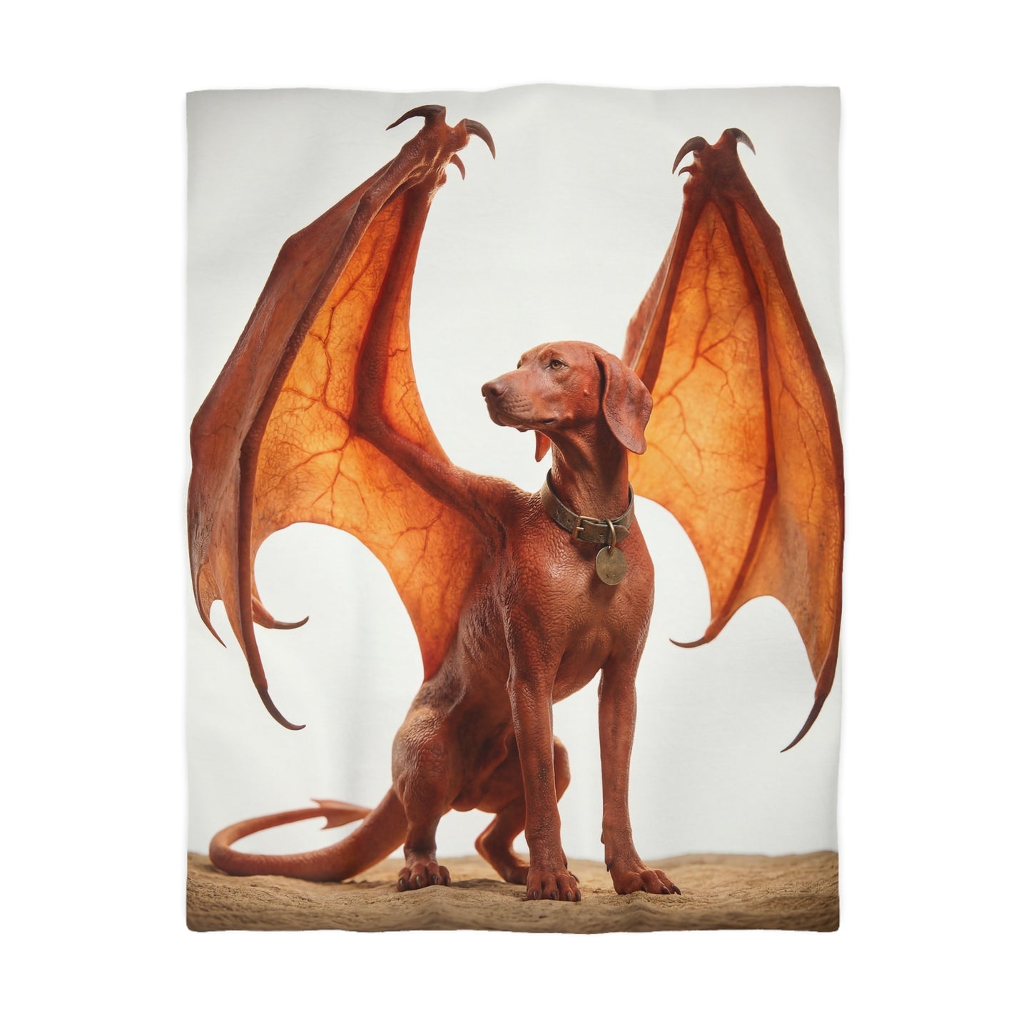 Winged Hound Duvet Cover – Amber Glow Guardian of the Hearth