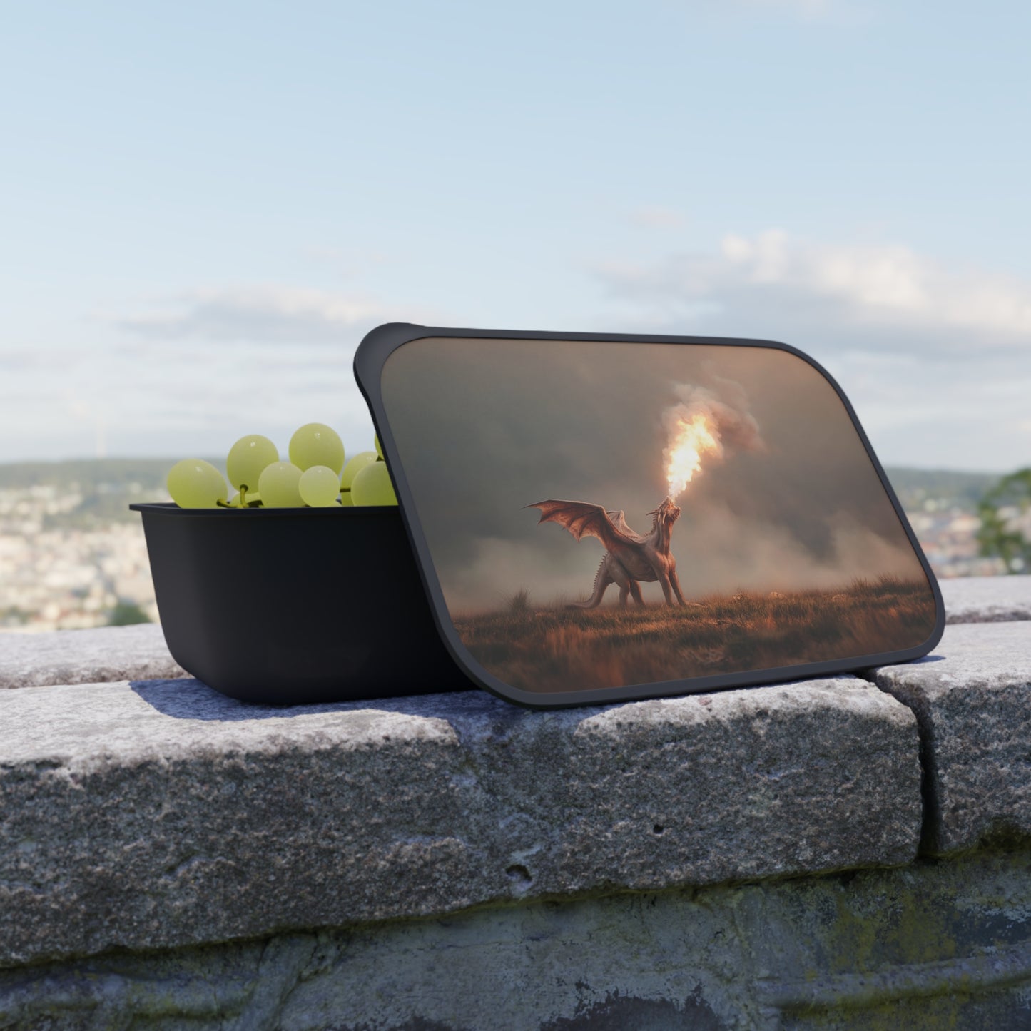 Fiery Dragon PLA Bento Box with Band and Utensils – Twilight Roar on the Moor
