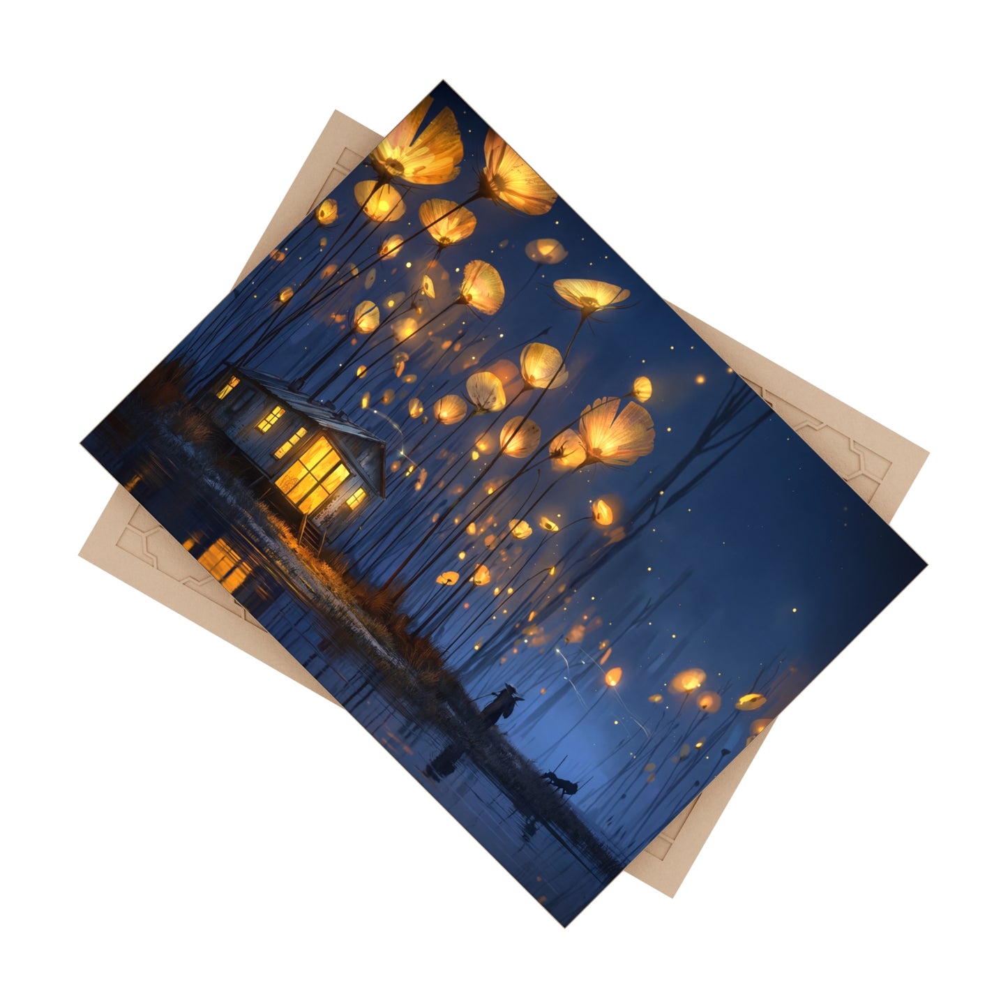 Luminous Wildflower Cottage Tile – Warm Glow in the Twilight Marsh