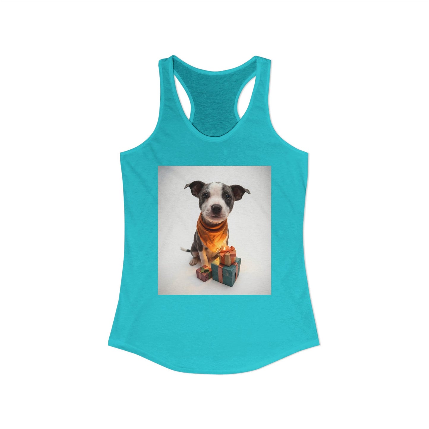 Gifted Puppy Women's Ideal Racerback Tank – Rust Bandana and Presents