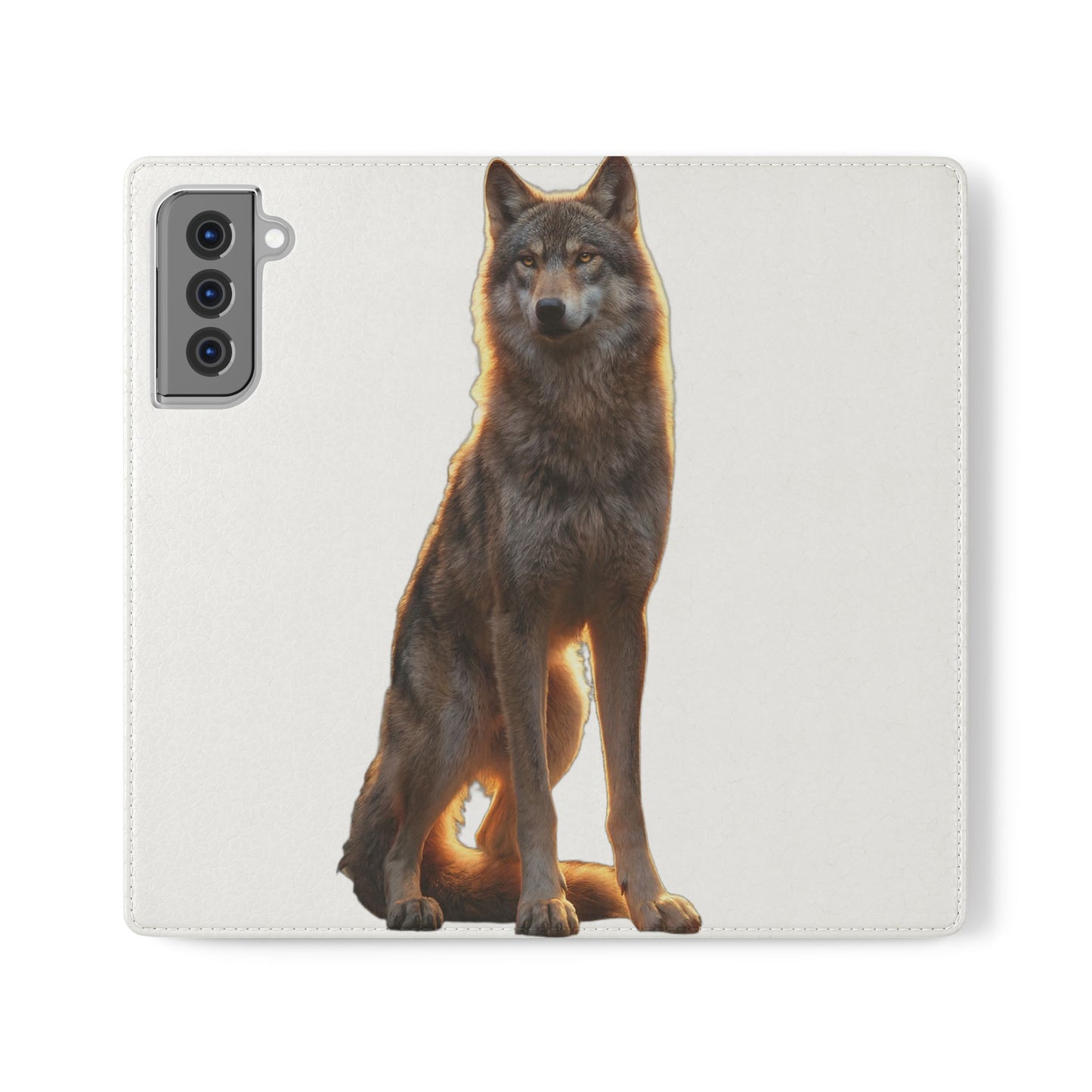 Sunlit Wolf Flip Cases – Golden Hour Sentinel Portrait