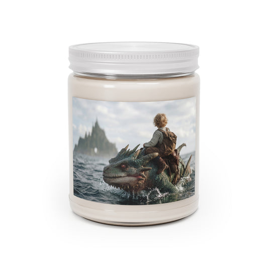 Sea Dragon Rider Scented Soy Candles with White Lid, 9oz – Salt-Kissed Fantasy Voyage