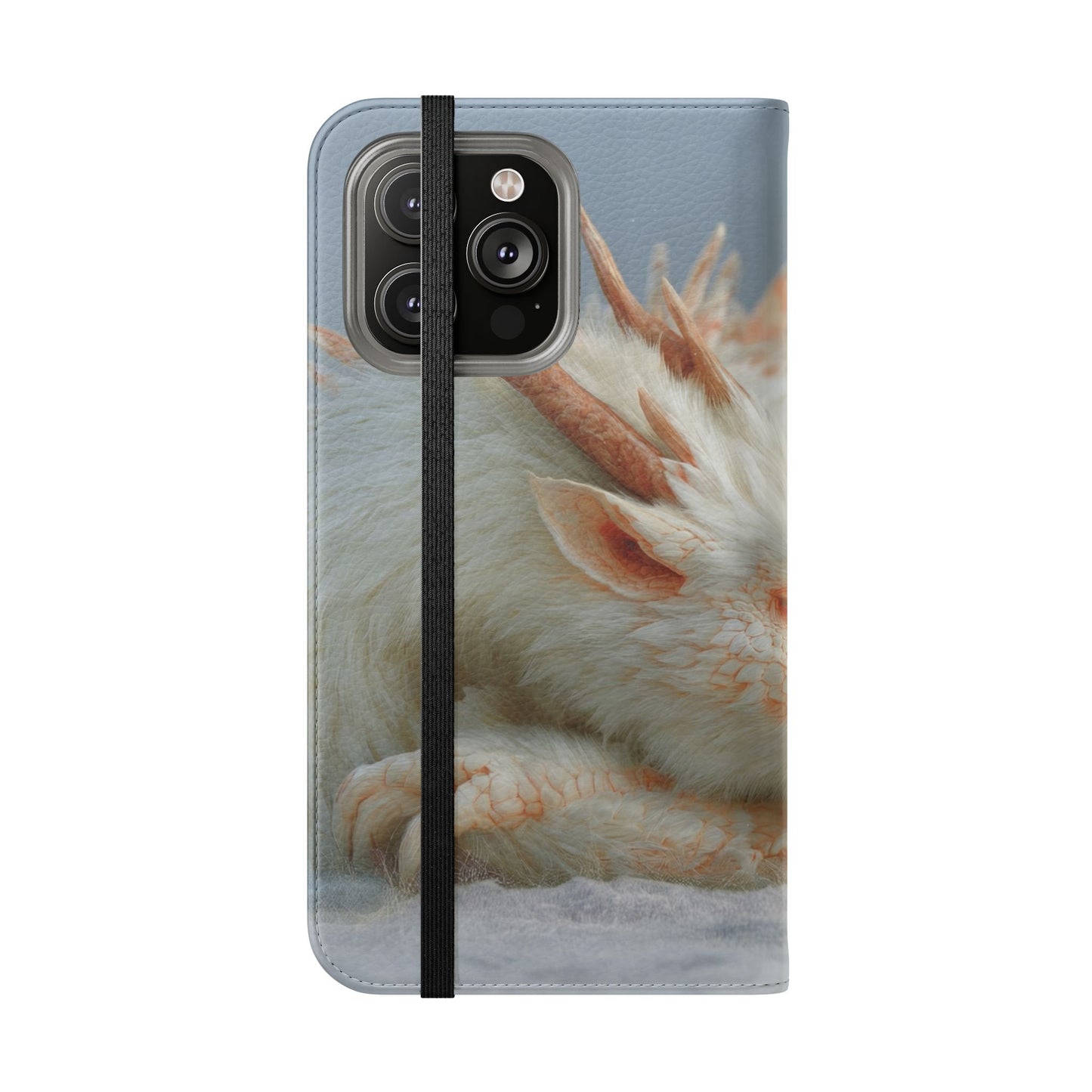 Sleeping Child and Dragon Flip Cases – Snowy Guardian Embrace