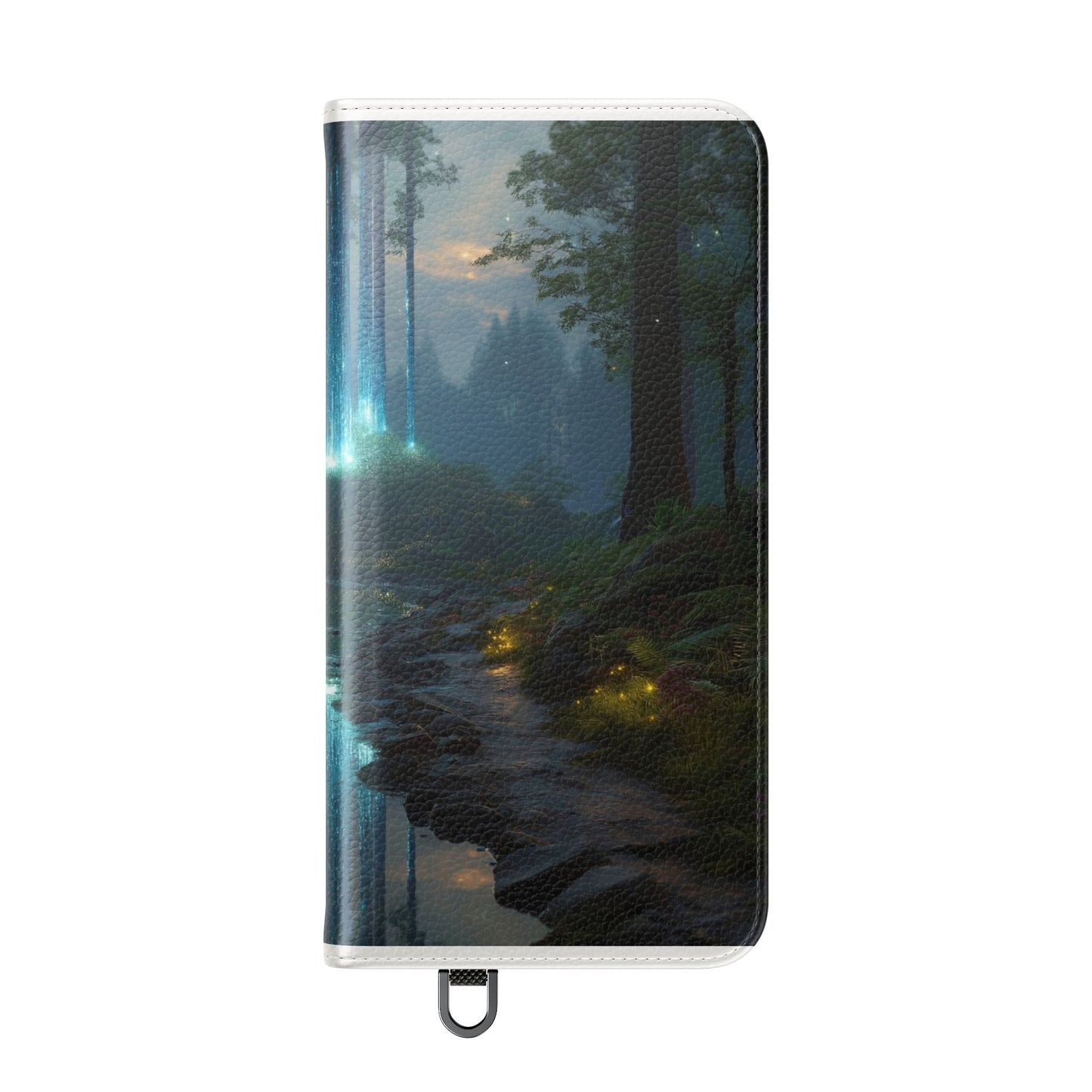Bioluminescent Forest Flip Cases – Cyan Lightfall Stream Cover