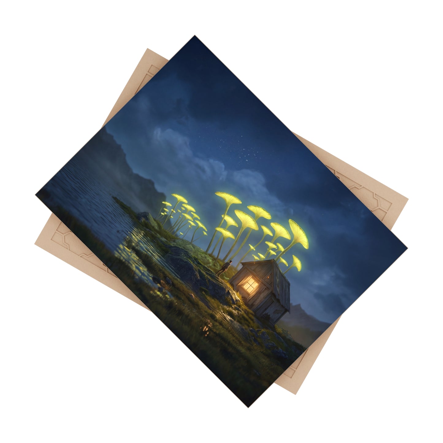 Luminescent Mushroom Cottage Tile – Night’s Quiet Guardian