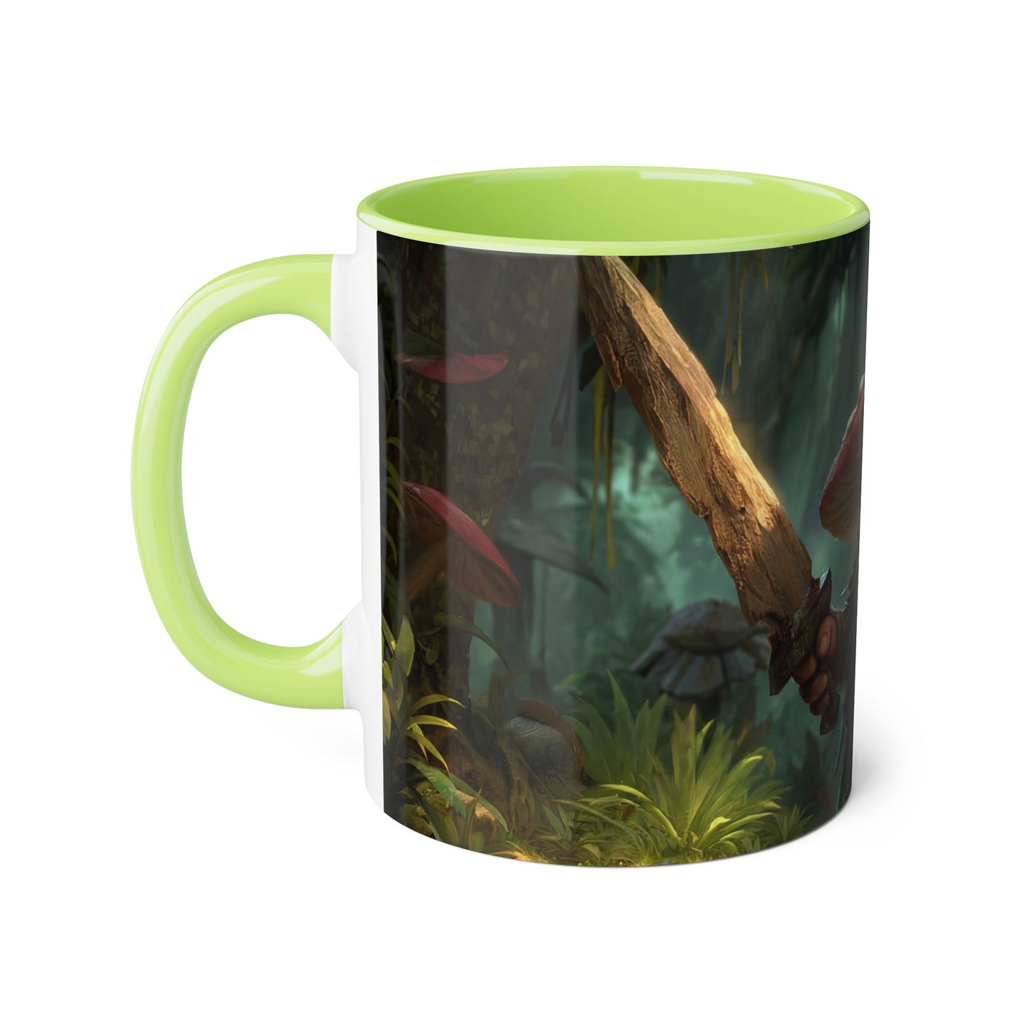 Mushroom Guardian Accent Mugs, 11oz – Toad Warrior with Wooden Blade