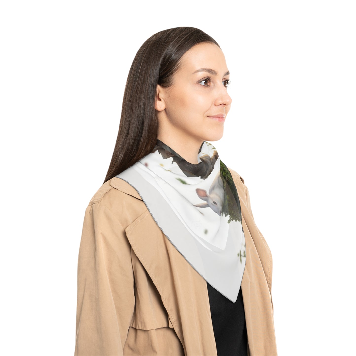Forest Guardian Poly Scarf – Whimsical Elk-Horned Child with Glowing Eyes
