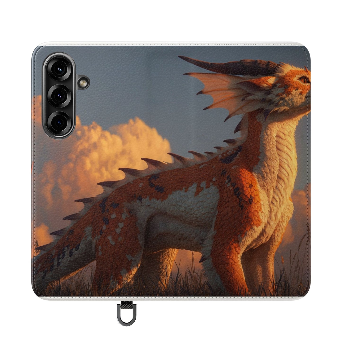 Gilded Dragon Flip Cases – Amber Sunset Guardian