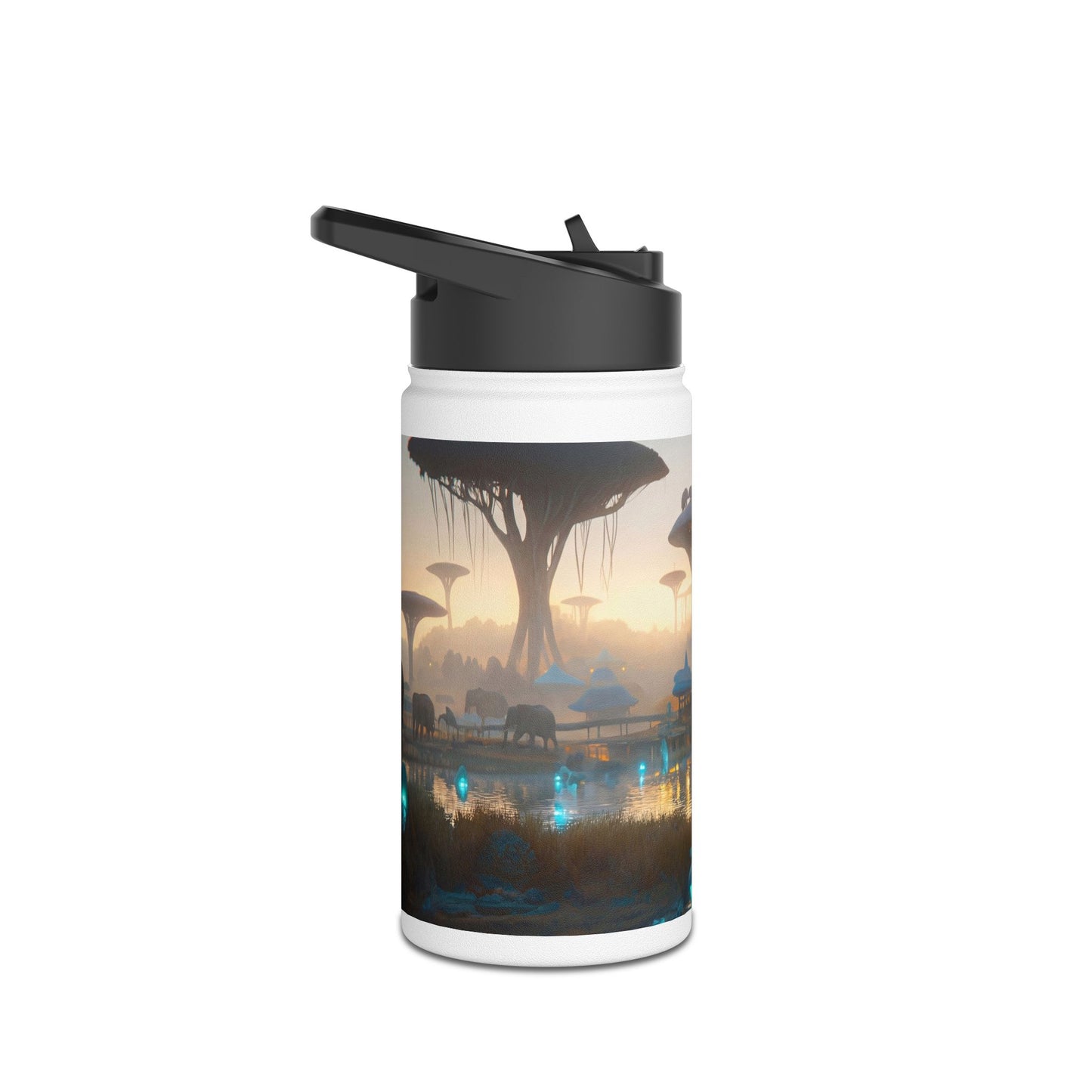 Misty Savannah Elephants Stainless Steel Water Bottle, Standard Lid – Dawn’s Whispering Herd