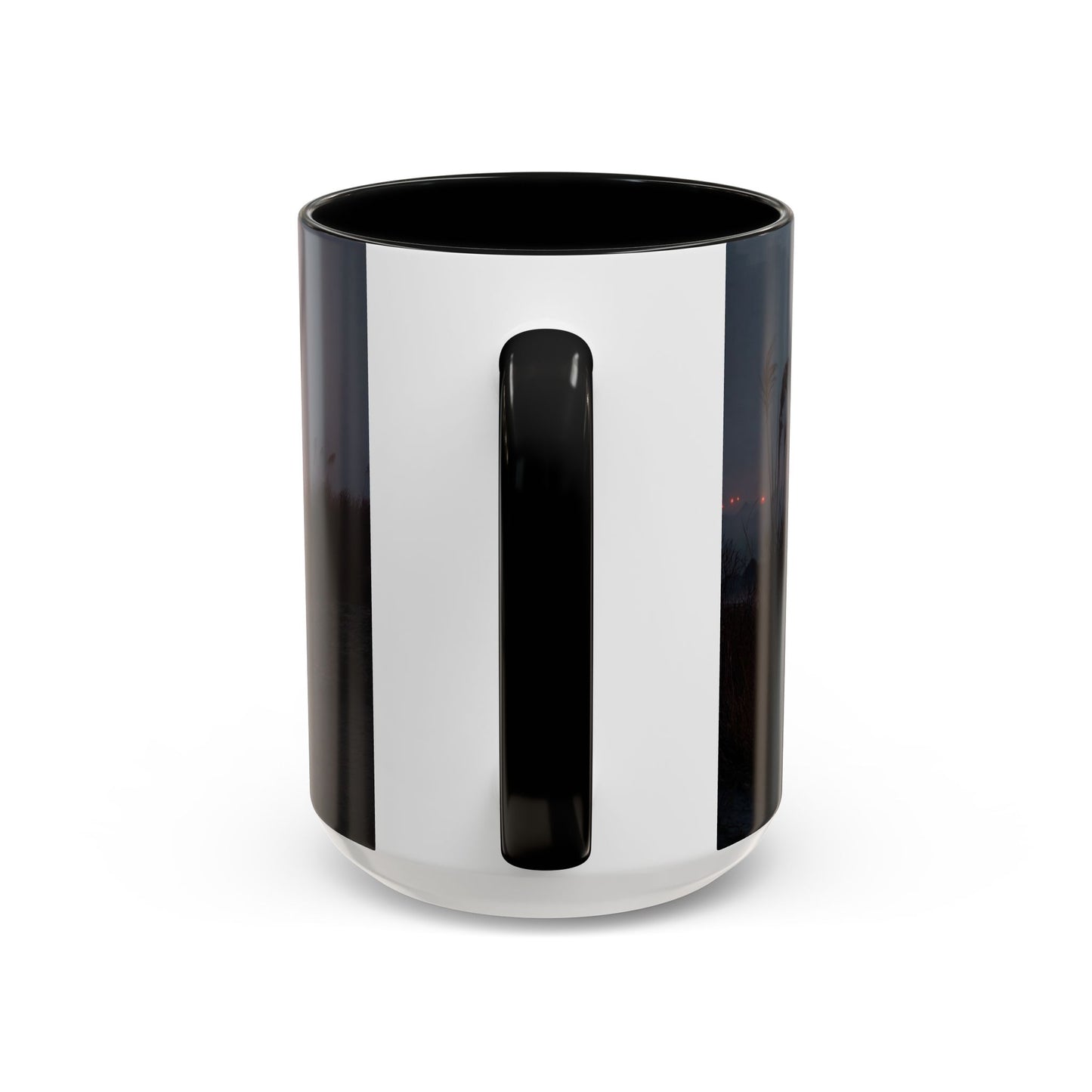 Crimson Circus Tent Accent Coffee Mug (11, 15oz) – Fog-Drenched Midnight Wonder