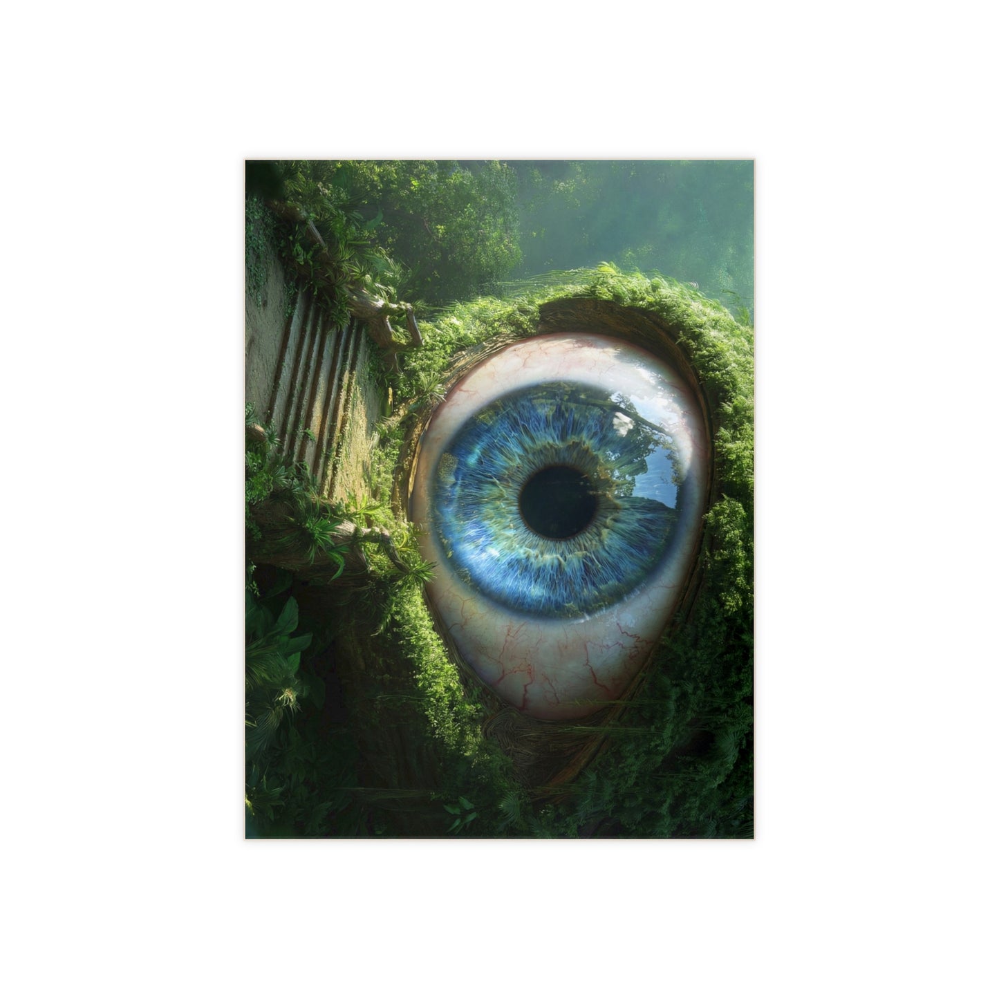 Guardian Eye of the Verdant Jungle Ceramic Photo Tile – Watching Over Your Sanctuary