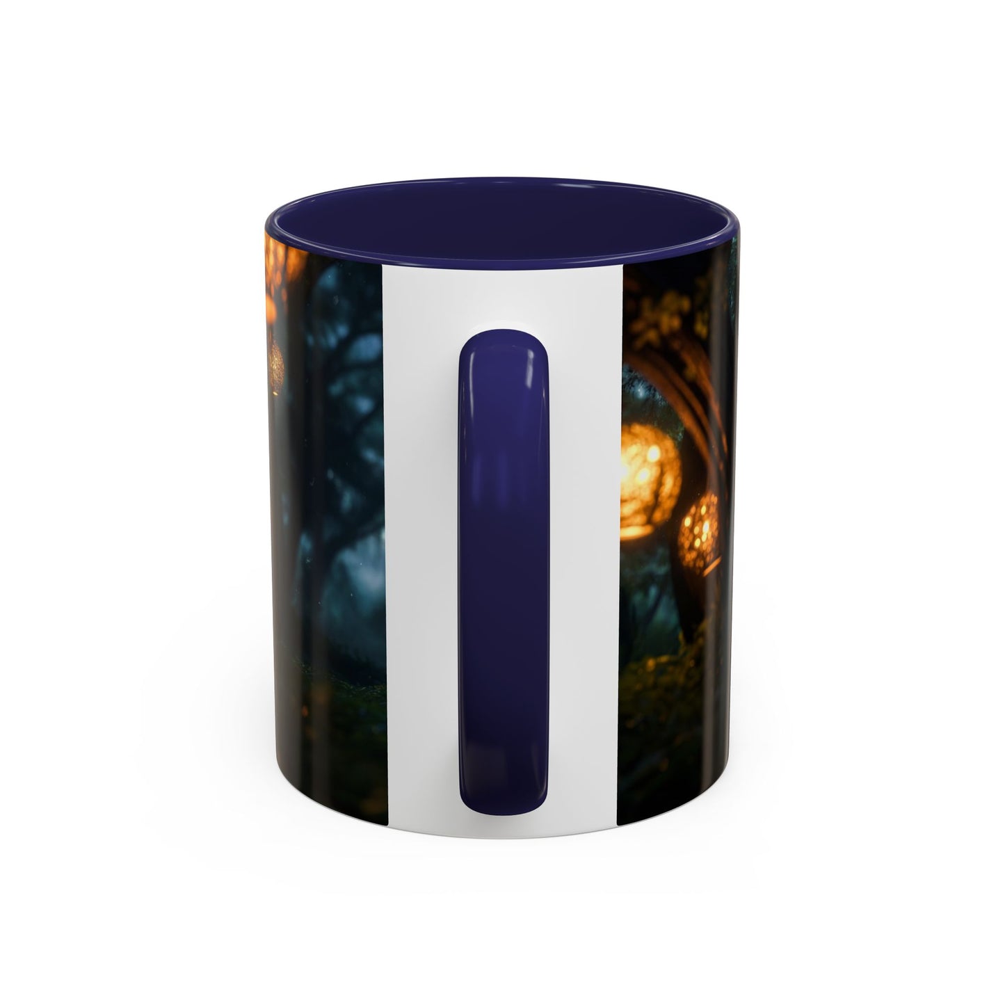 Luminous Forest Path Accent Coffee Mug (11, 15oz) – Warm Glow Through Ancient Branches