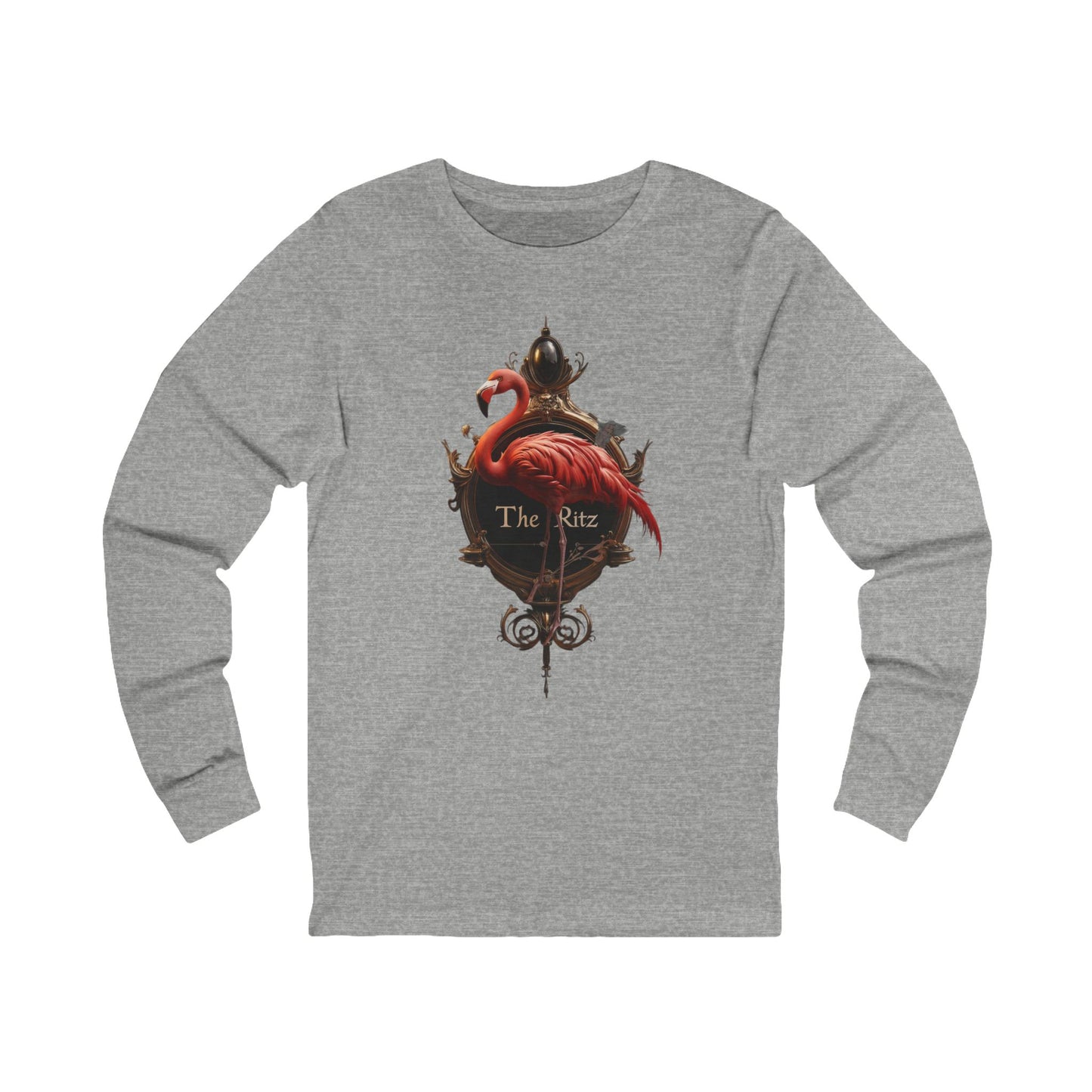 Crimson Flamingo Ritz Tee – Regal Bird Portrait Long Sleeve