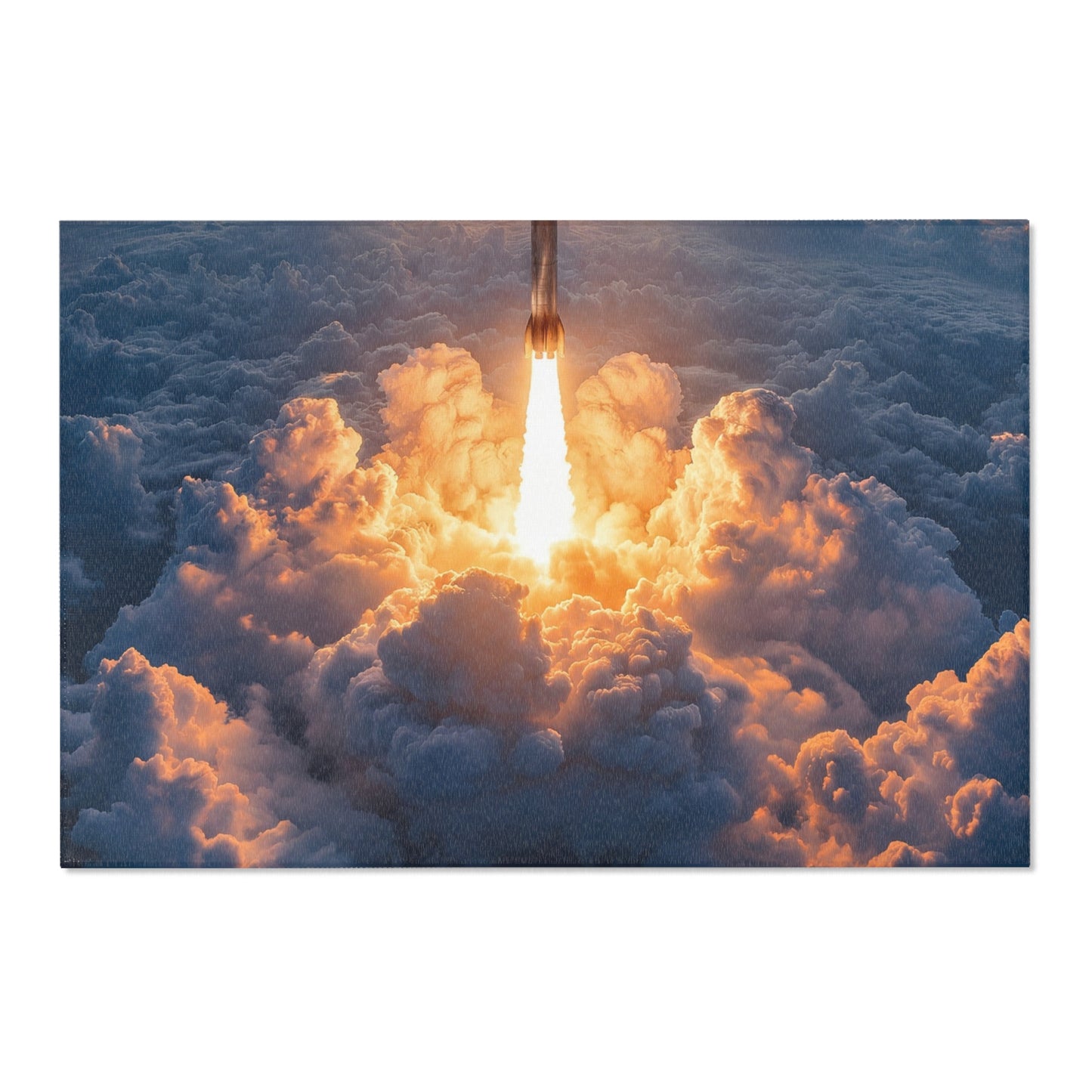 Rocket Ascension Area Rugs – Sunburst Through Clouds Launch Scene