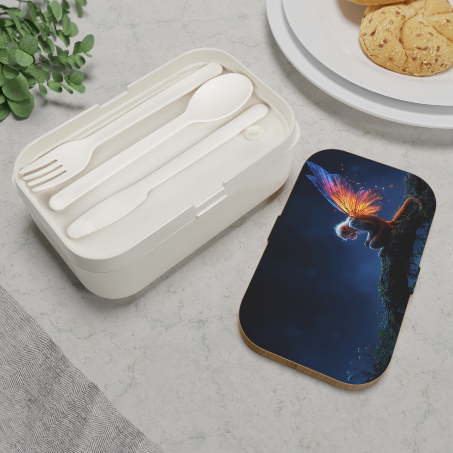 Luminescent Winged Monkey Bento Lunch Box – Twilight Guardian of the Mossy Bridge