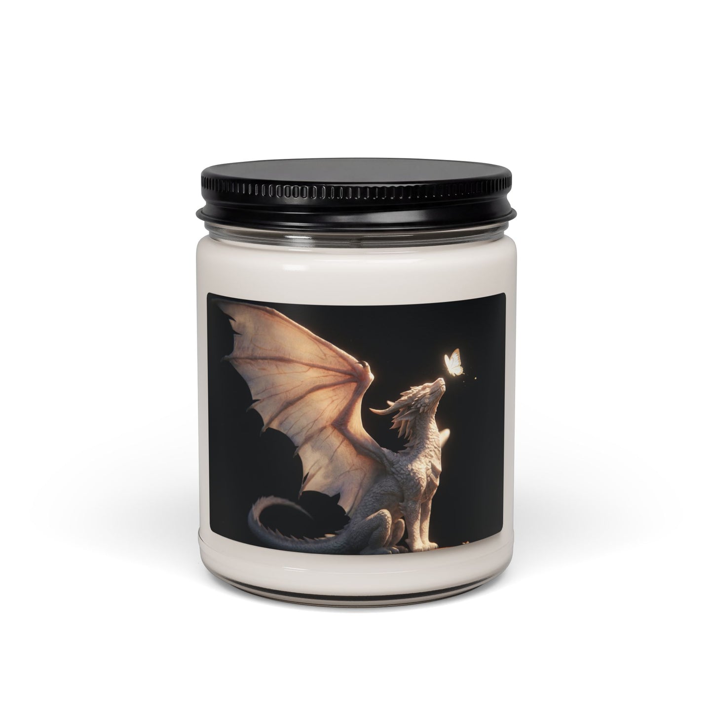 Serene White Dragon Scented Soy Candle, 9oz – Gentle Wings, Soft Butterfly Light