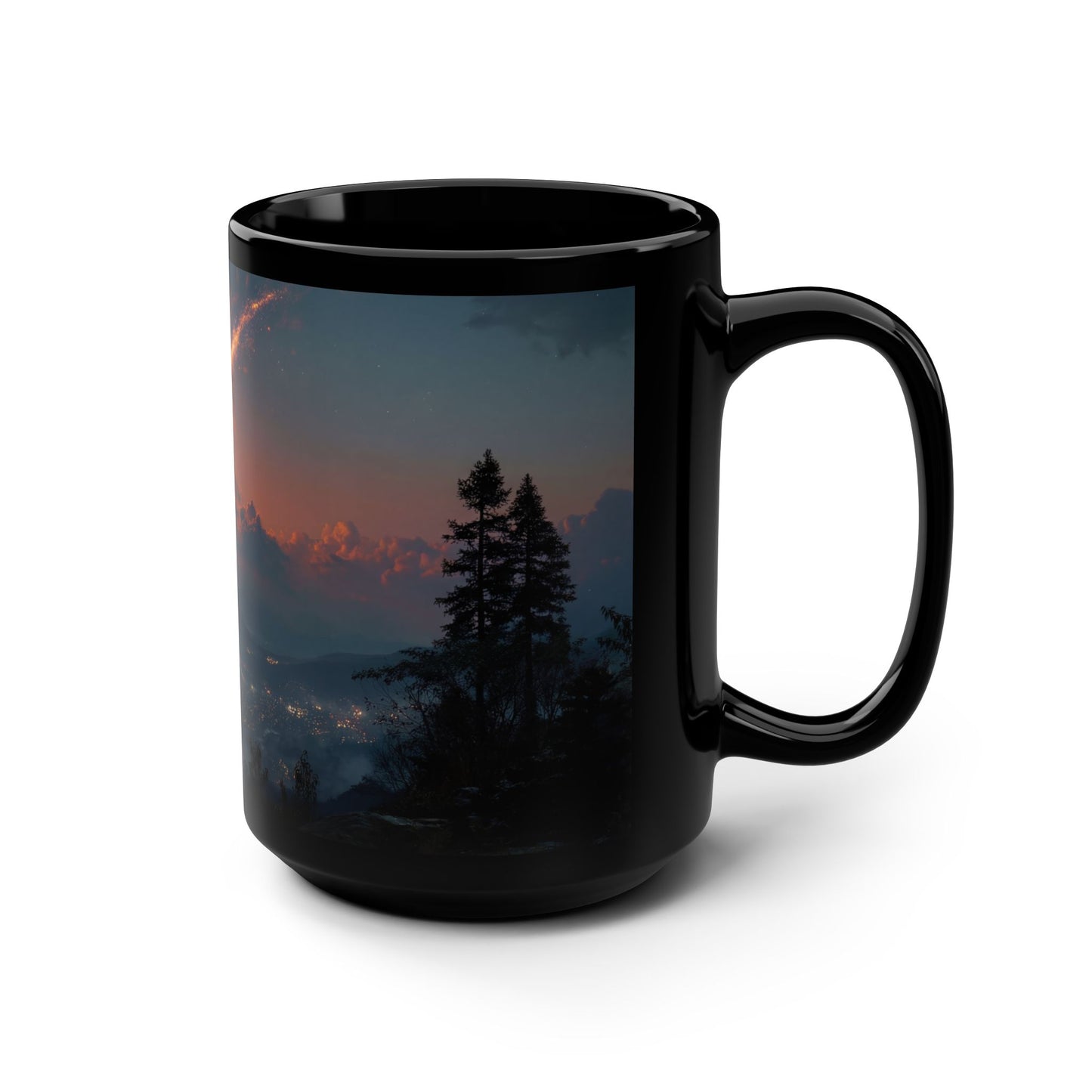Burning Meteor Black Mug, 15oz – Valley Lights & Stormy Sky