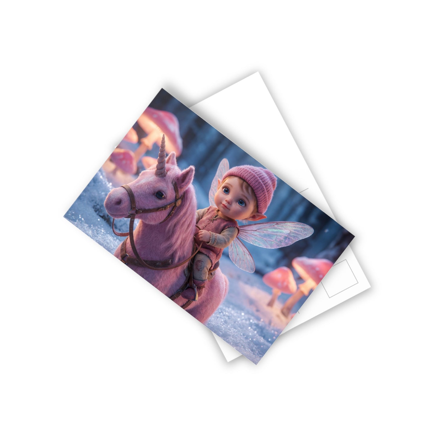 Pink Unicorn Forest Postcards (10pcs) – Winter Fairy Ride