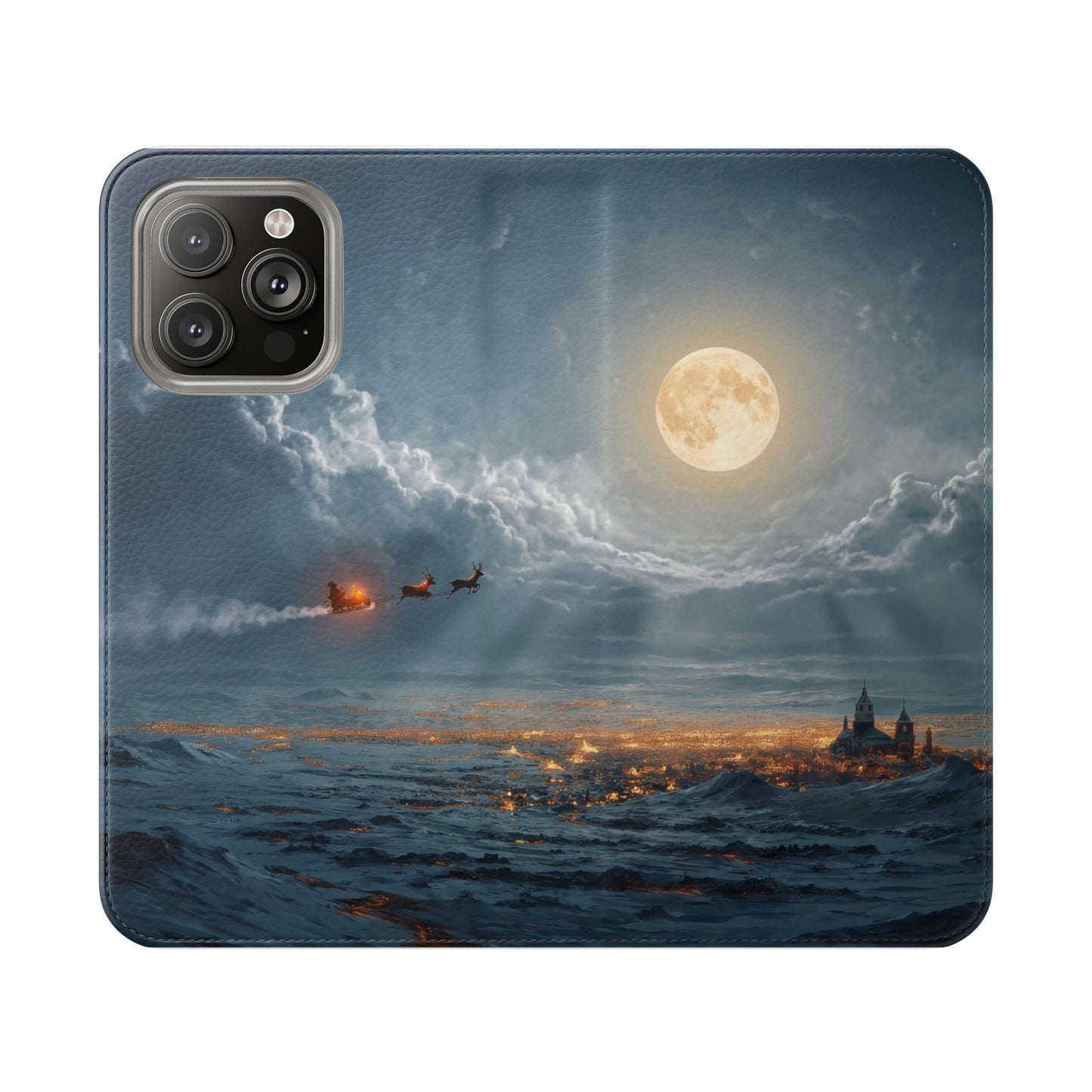 Moonlit Sleigh Flip Cases – Northern Lights Winter Journey