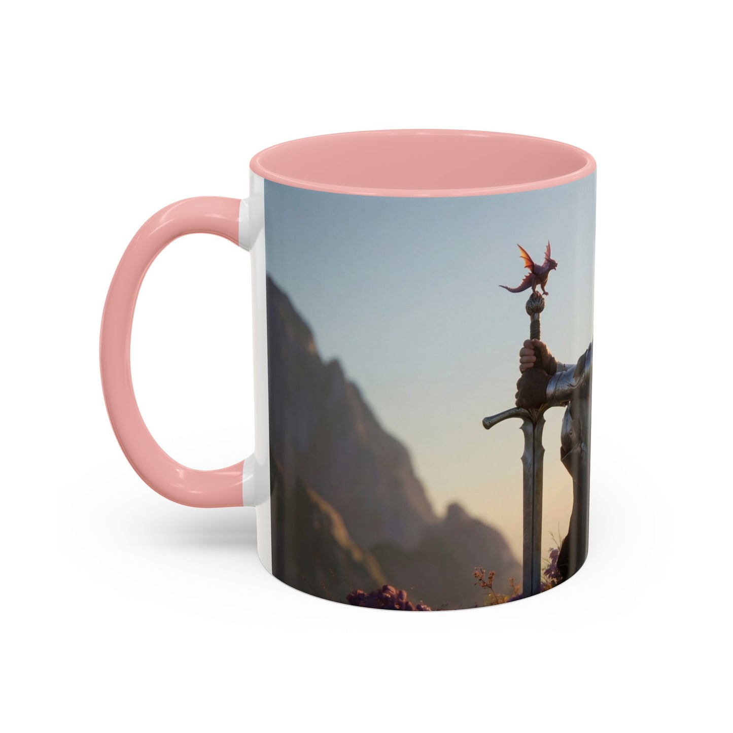 Dragon Rider at Dawn Accent Coffee Mug (11, 15oz) – Sunset Sentinel and Whispering Scale