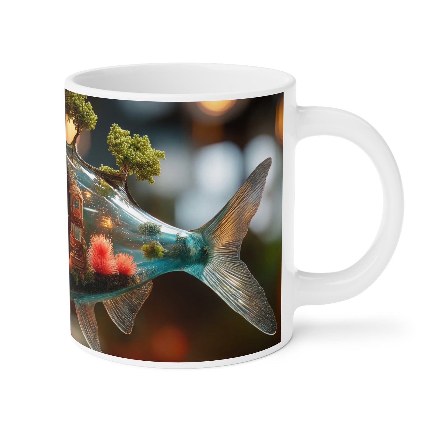 Forest Within Fish Ceramic Mugs (11oz\15oz\20oz) – Bioluminescent Sanctuary