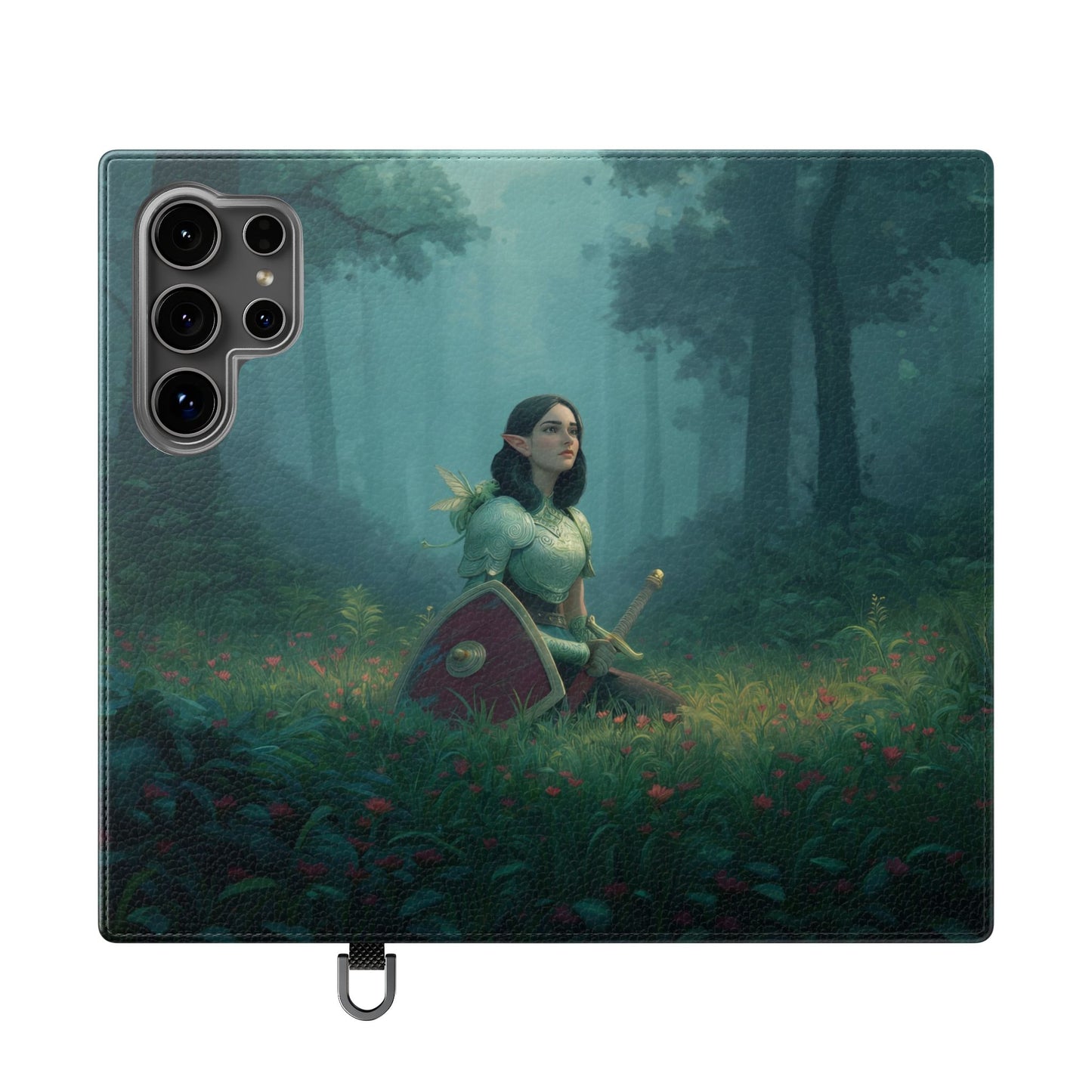 Woodland Sentinel Flip Cases – Green Knight in Misty Grove