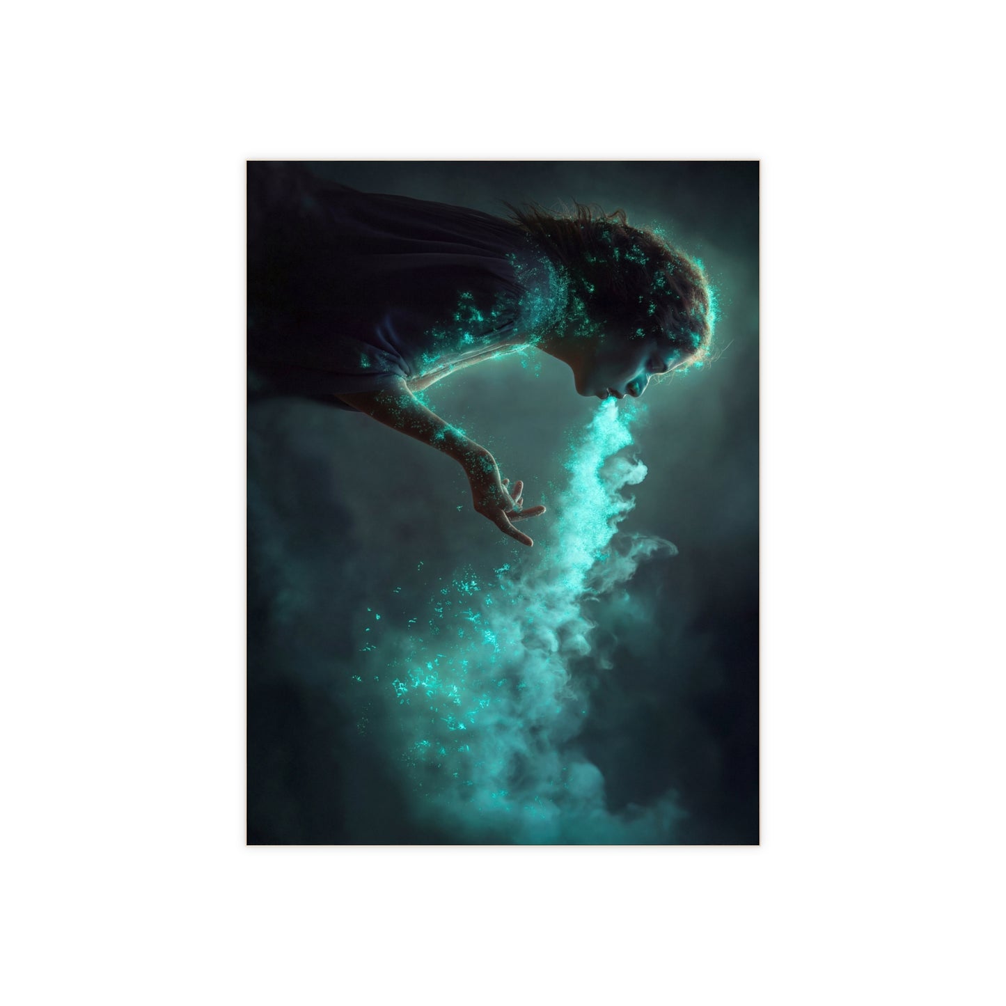 Enchanted Breath Ceramic Photo Tile – Azure Sparkle Whisperer