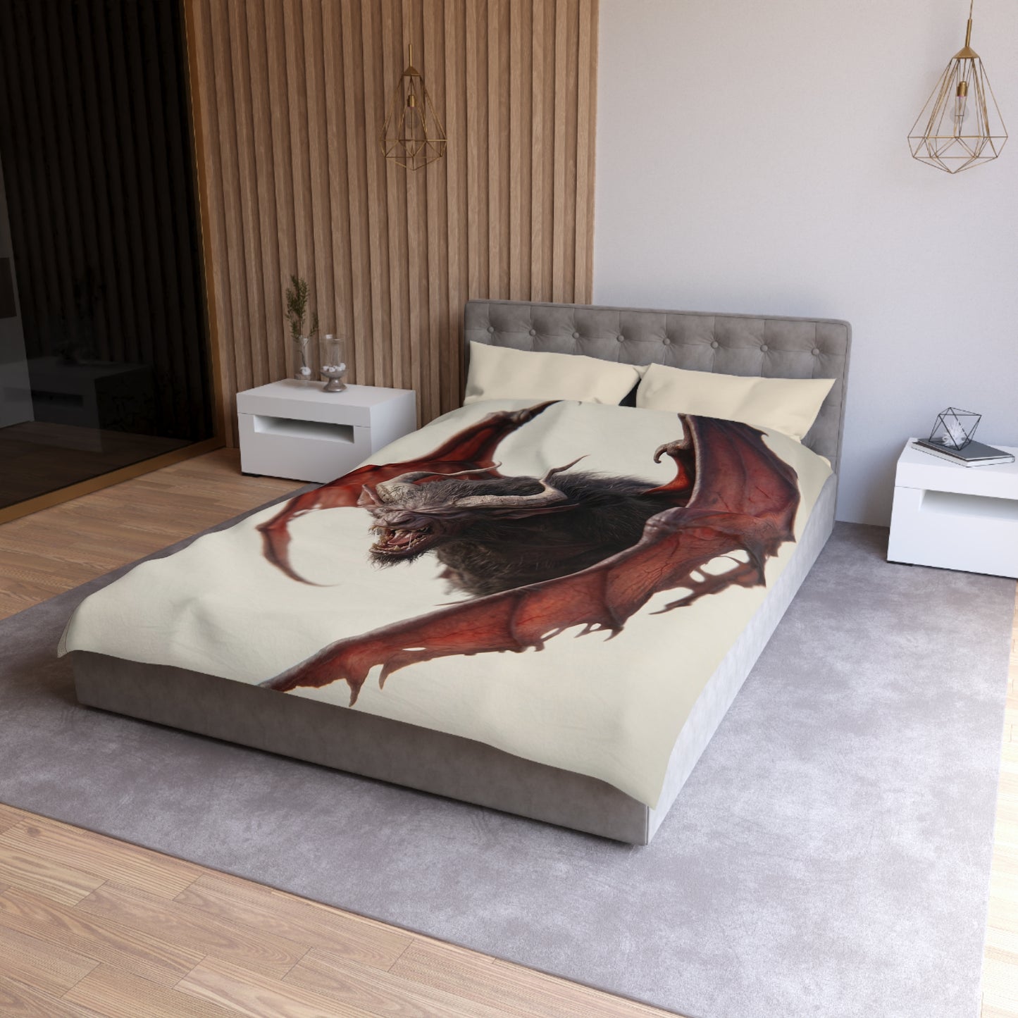 Crimson Winged Horror Microfiber Duvet Cover – Shadowed Beast Roar