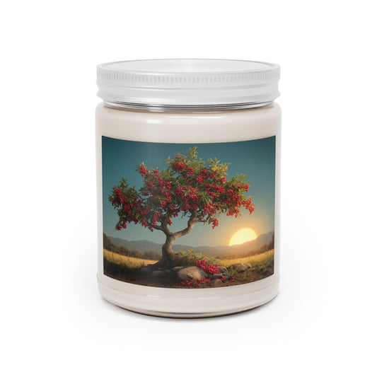 Crimson Berry Tree Scented Soy Candles with White Lid, 9oz – Sunset Harvest Reverie